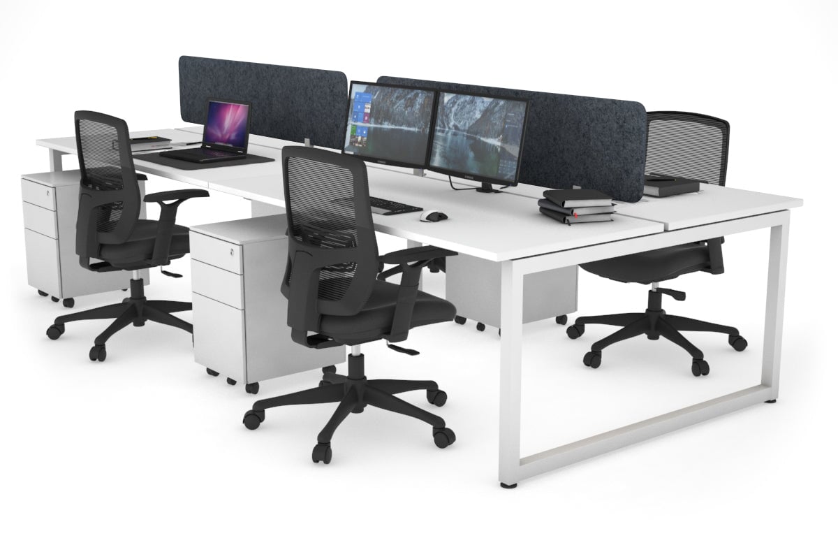 Quadro Loop Legs 4 Person Office Workstation Desk - 1800L x 700W - Modern Collaborative Workspace Solution for Team Projects & Office Meetings