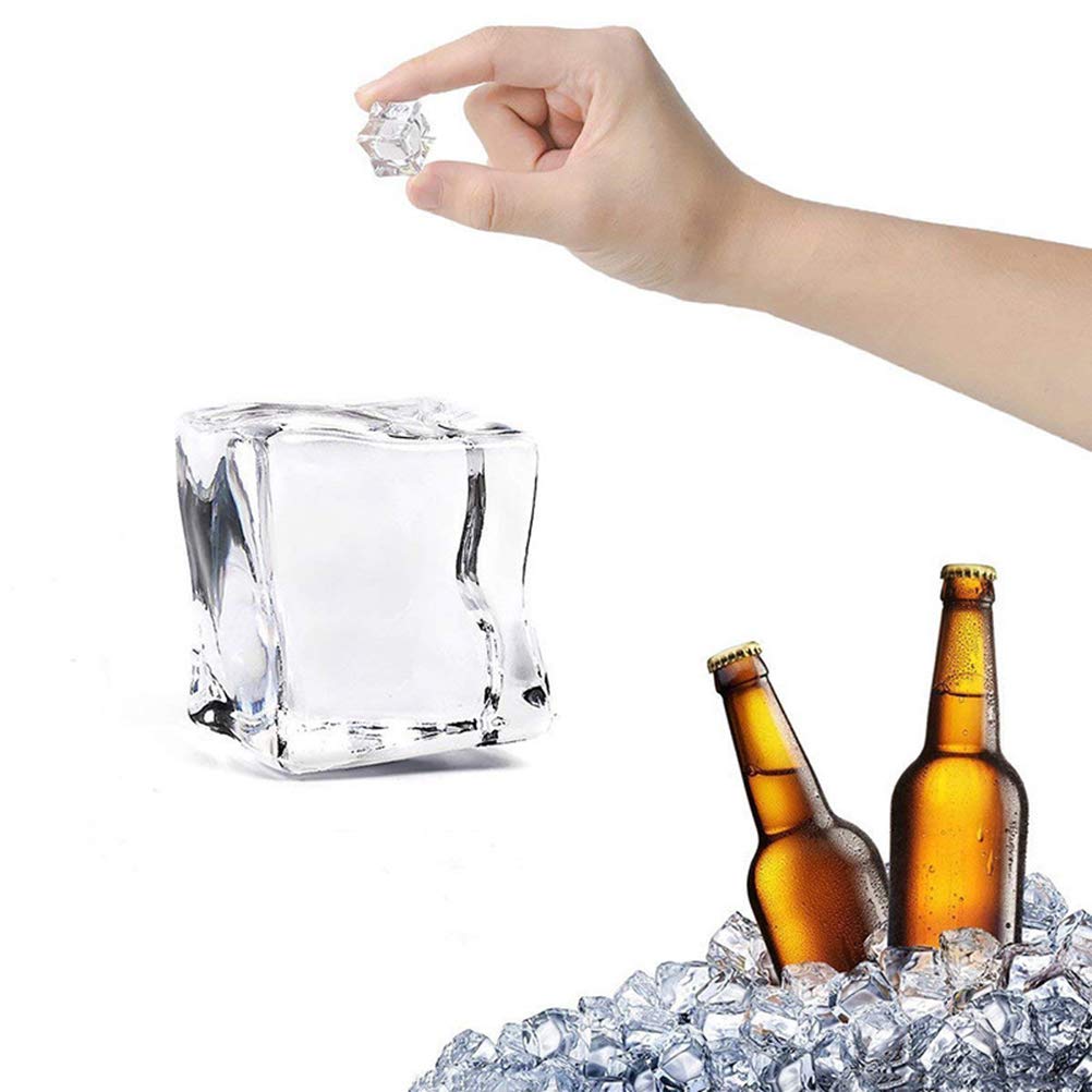 VORCOOL 50pcs Acrylic Decorative Ice Cubes - Clear Reusable Faux Ice for Drinks Display, Wedding Centerpieces, Home Decor & Flower Vase Fillers - Perfect for Cocktail Parties, Table Decorations and Special Events