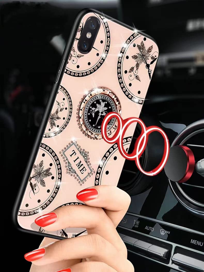 **C&X iPhone 11 Case with Phone Holder - 6.1 Inch Cute Time Machine Design, Glitter Luxury Soft Silicone Watch Phone Case - Perfect for Daily Use, Travel & Work**