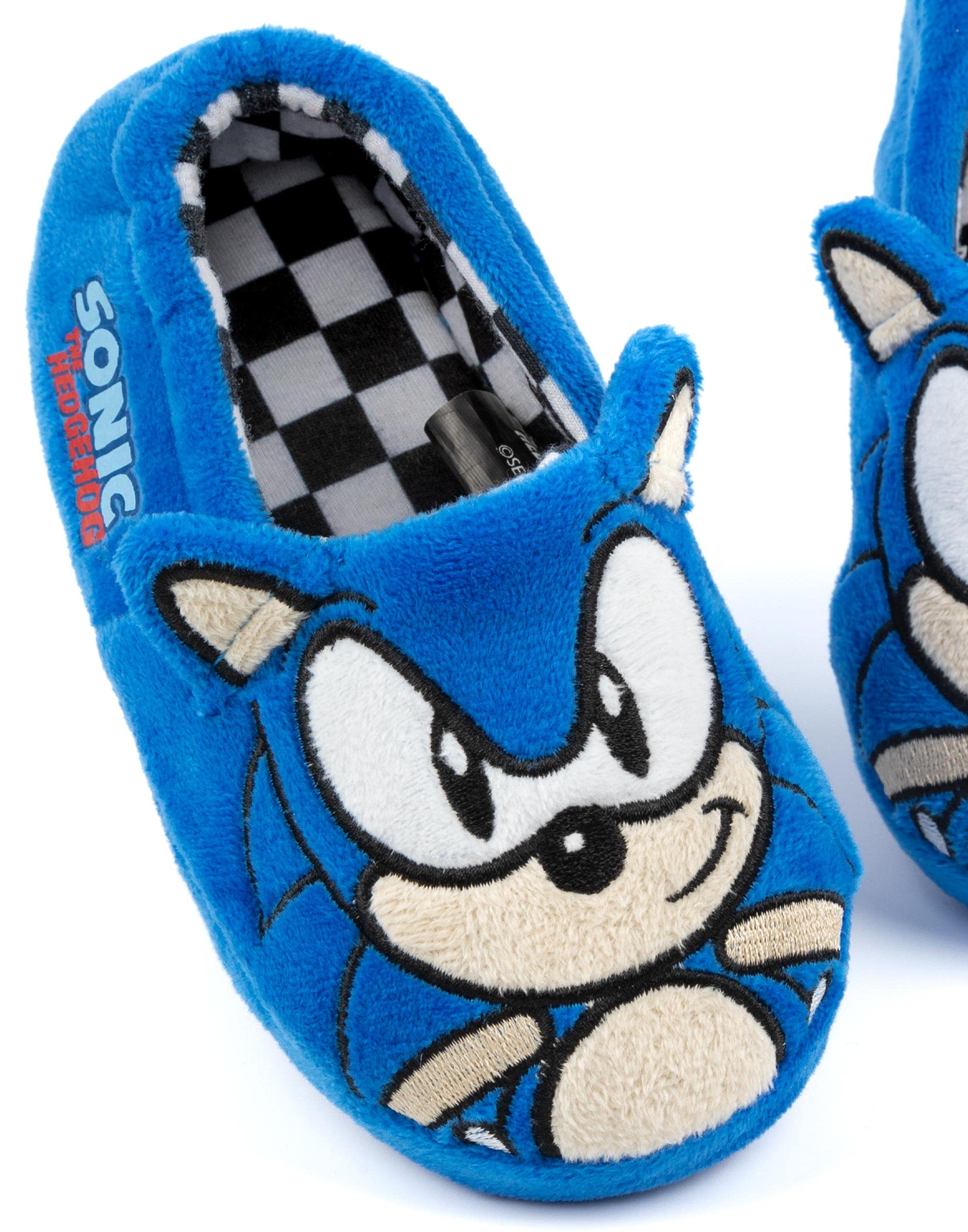 Sonic The Hedgehog Kids Slippers - Plush 3D Character Shoes with Embroidered Face | Soft & Comfortable House Shoes for Boys & Girls | Perfect for Indoor Play, Cosplay & Gift Giving