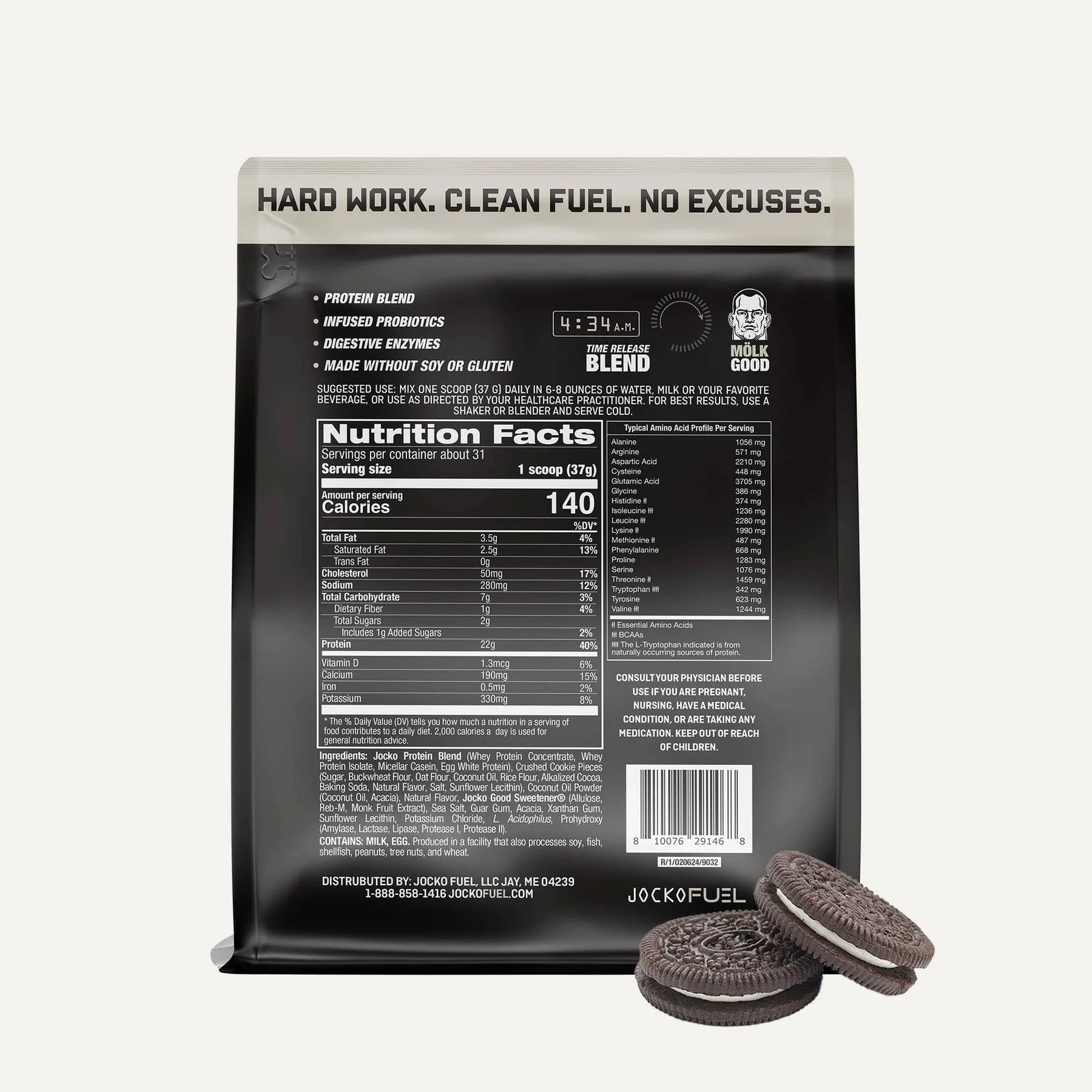 JOCKO Mölk Protein Powder - Grass Fed Whey Protein Isolate & Concentrate, 31 Servings (Chocolate Flavor) for Muscle Recovery & Post-Workout Nutrition - Ideal for Gym, Fitness & Bodybuilding