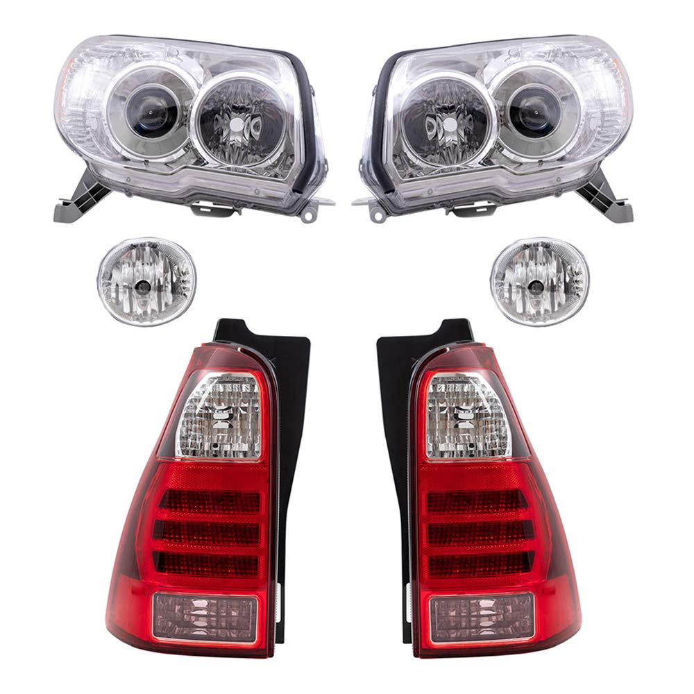 Brock Replacement Halogen Headlights, Fog Lights & Tail Lights 6-Piece Set - Chrome Bezel - Compatible with 2006-2009 Toyota 4Runner Limited/SR5 | Enhanced Night Visibility & Style Upgrade for Off-Road Adventures & Daily Commuting