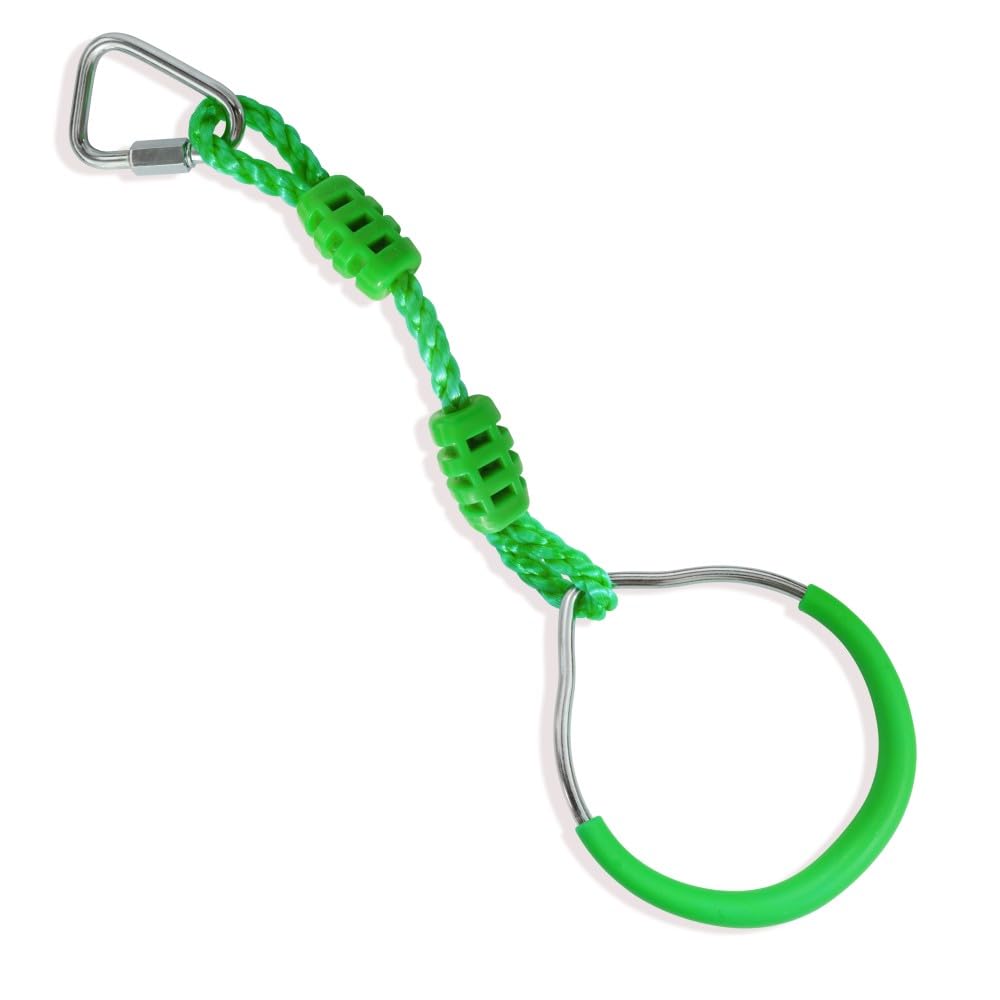 Durable Kids Backyard Play Set - Gymnastic Swing, Climbing Rings & Monkey Bars with Carabiner | Outdoor Ninja Warrior Obstacle Course Equipment for Backyard Fun & Exercise