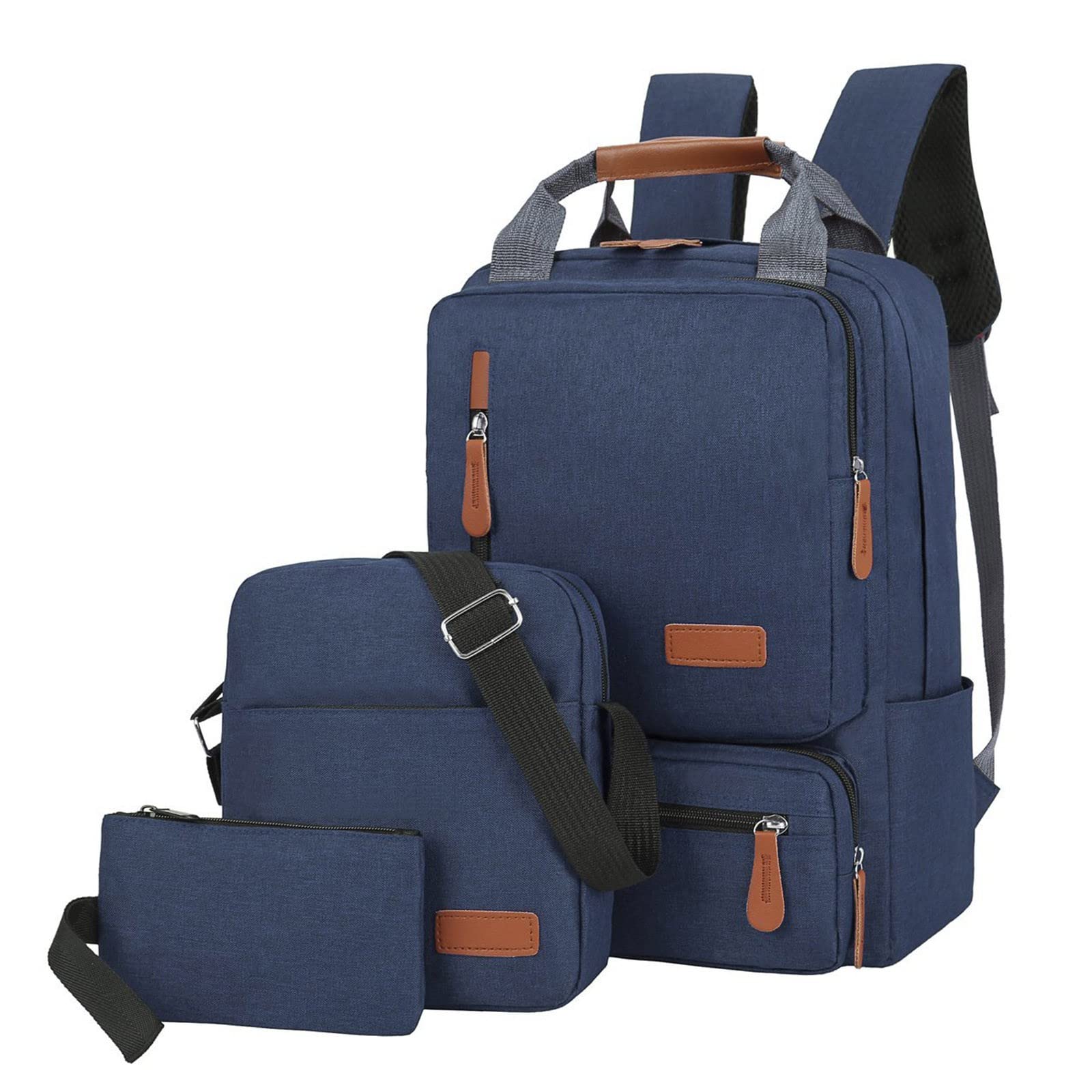 Stylish Unisex Solid Color Backpack - 3-Piece Laptop & Business Bag Set for Men & Women | Perfect for Work, Travel & Casual Use