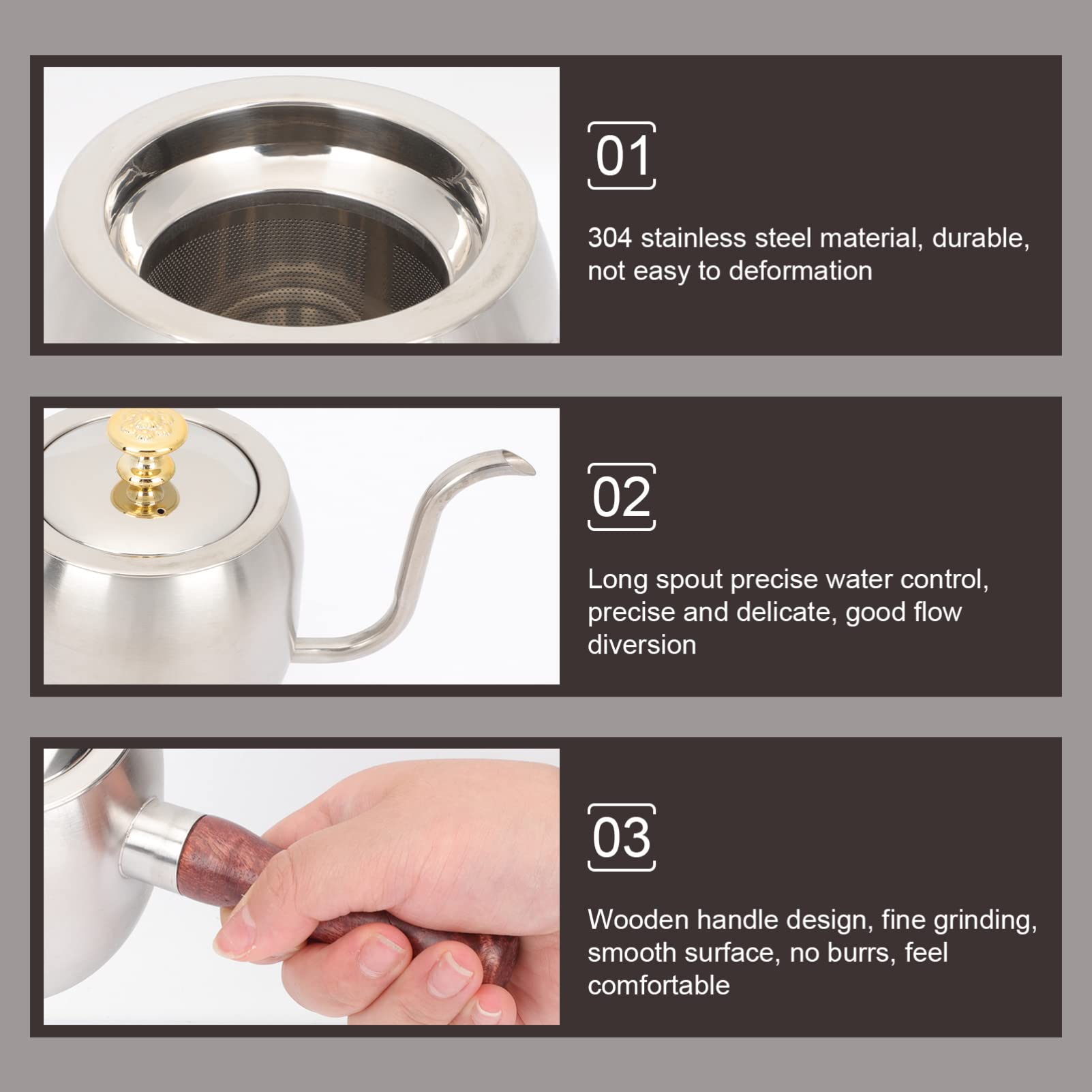 Premium Stainless Steel Gooseneck Kettle for Espresso, Drip Coffee & Turkish Coffee - Perfect for Home, Office & Specialty Brewing