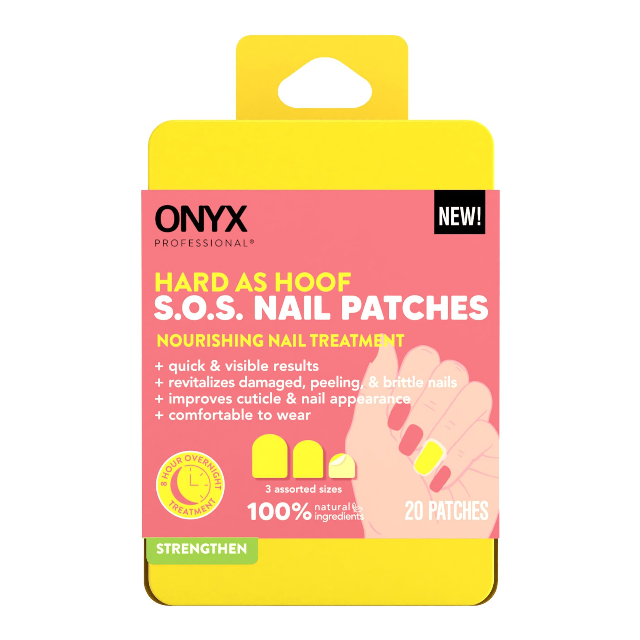 Onyx Professional Hard as Hoof S.O.S Nail Patches - 20 Count Nail & Cuticle Strengthening Treatment for Repair & Growth | Cracked Nail Care Solution for Weak, Damaged Nails | At-Home Salon Quality Nail Treatment for Women & Men