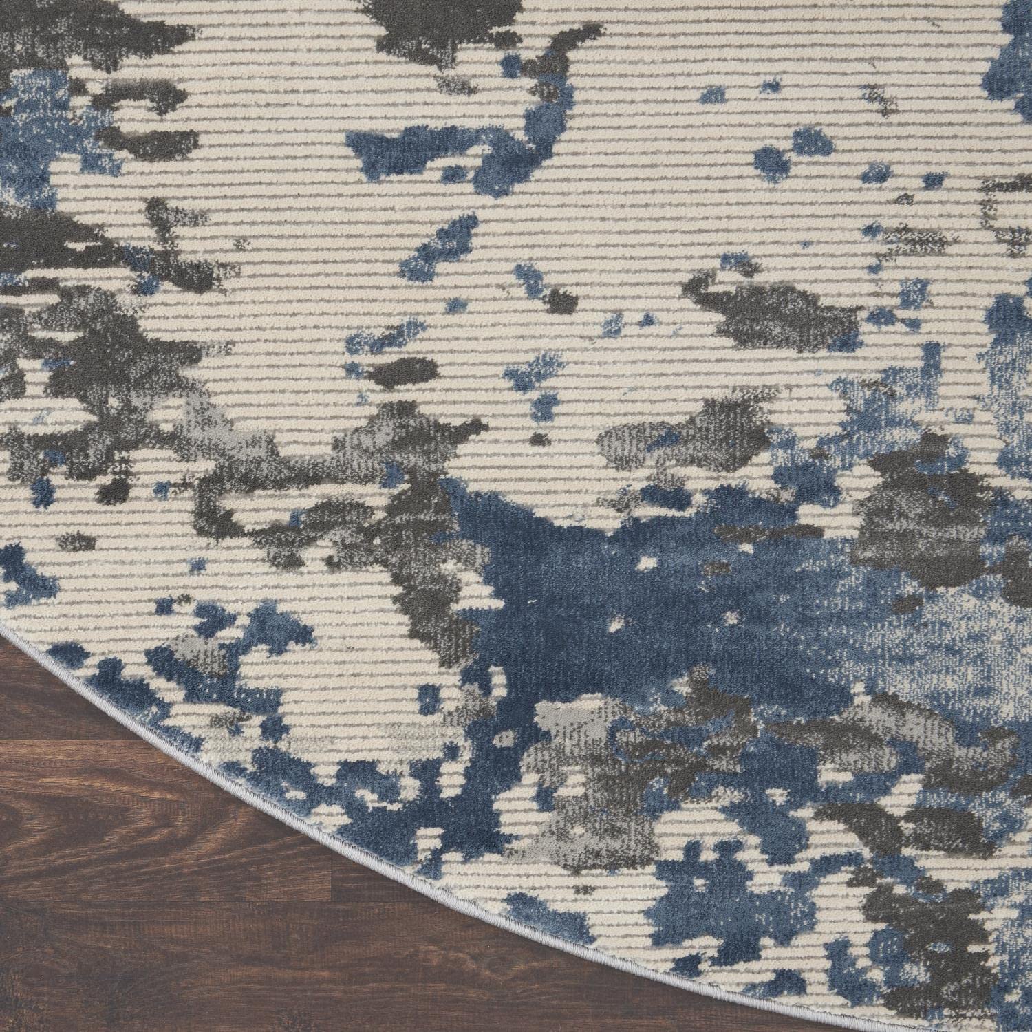 Nourison Rustic Textures Traditional Grey/Blue 8' Round Area Rug - Easy to Clean, Non-Shedding, Soft & Durable - Perfect for Bedroom, Living Room, Dining Room & Kitchen Decor