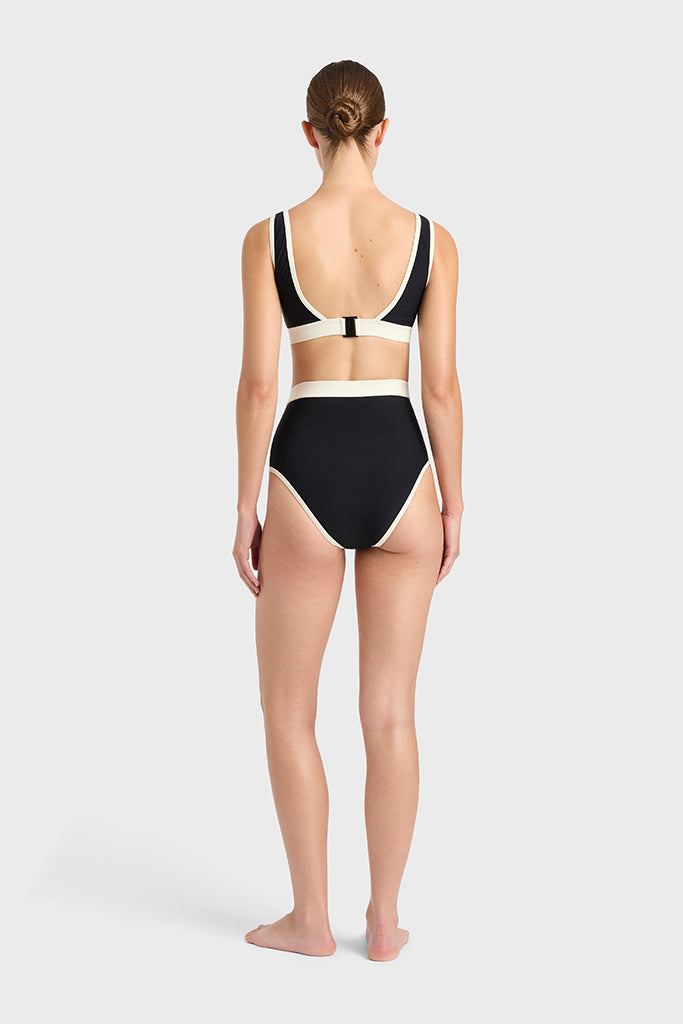 BONDI BORN Jayde Bikini Bottom - Black High Waisted Swimwear for Women | Perfect for Beach Vacations, Pool Parties & Summer Getaways