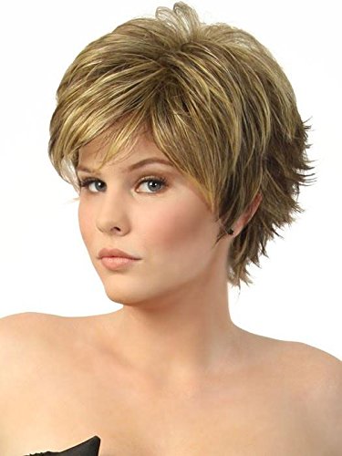 RW Wigs Heat Friendly Synthetic Short Flirty Razored Cut Wig - RL6/8 Dark Chocolate Color with Memory Cap II Base | Perfect for Cosplay, Daily Wear & Special Occasions