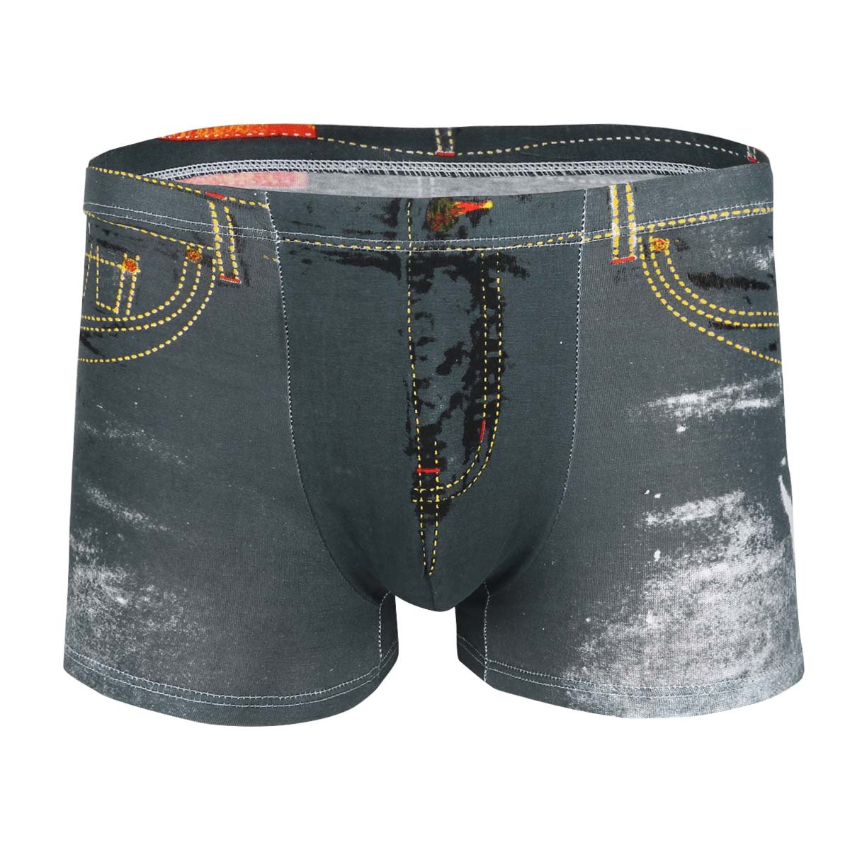 TiaoBug Men's Spandex 3D Cowboy Printed Boxer Briefs - Fake Denim Jean Underwear with Stretch Comfort - Perfect for Western Style, Costume Parties & Everyday Wear