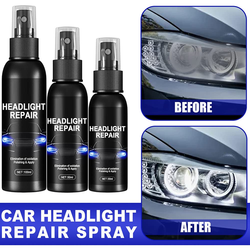 50ML Car Headlight Restoration Kit - UV Protection Headlight Polish & Cleaner with Sponge for Fog Lights, Windows & Brake Lights | Headlamp Repair Fluid for Clear Vision & Night Driving Safety