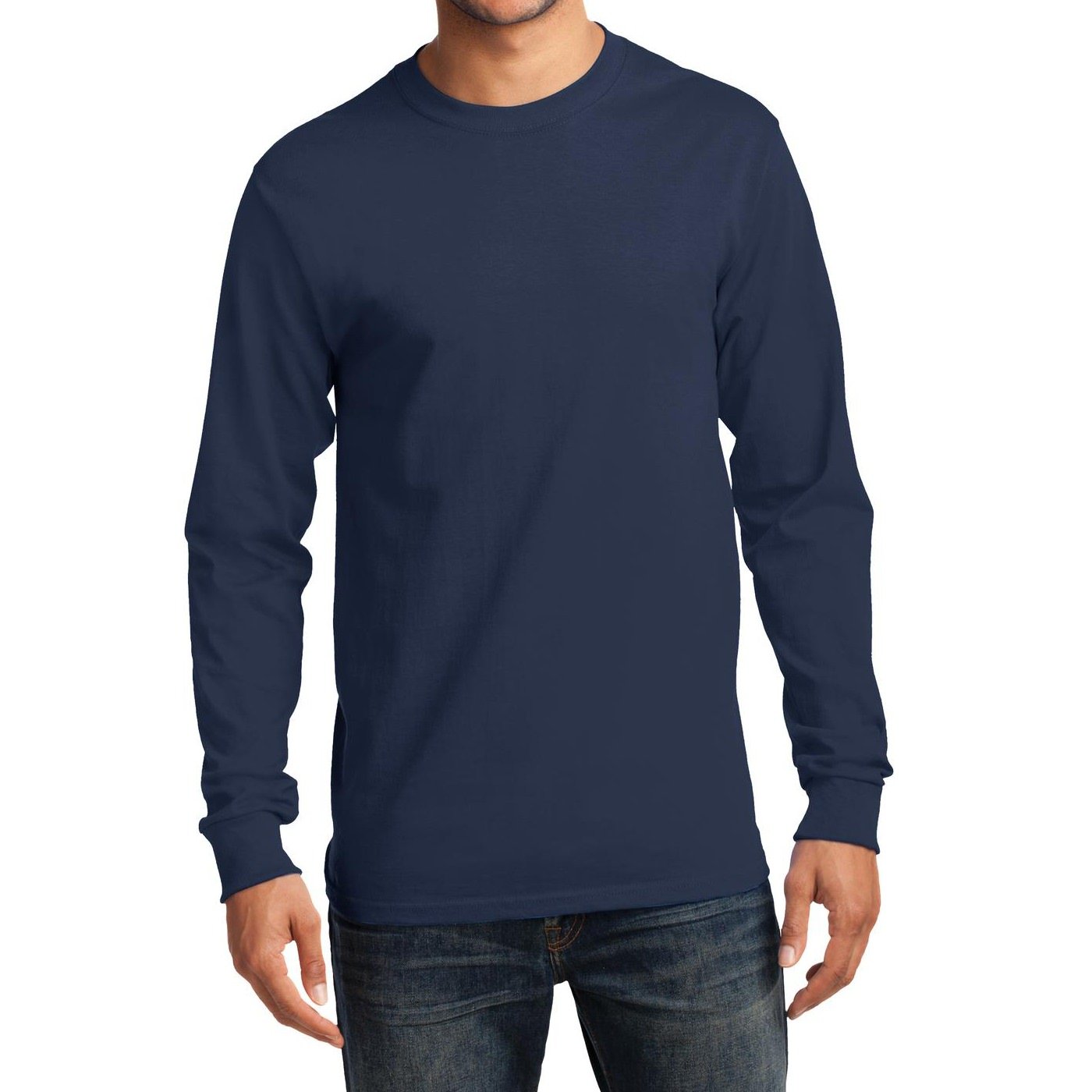 Men's Long Sleeve Essential T-Shirt - Comfortable Casual Basic Top for Everyday Wear, Work & Outdoor Activities
