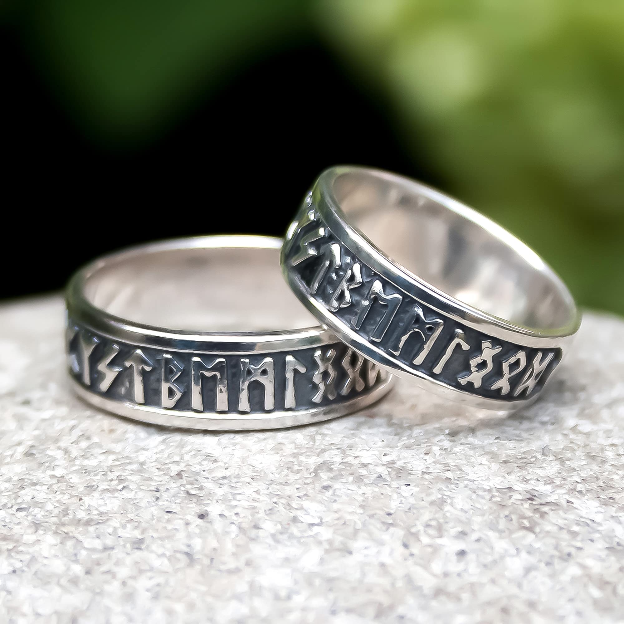 Viking Rune Ring 925 Sterling Silver - Norse Elder Futhark Symbol Jewelry - Celtic Wedding Band & Pagan Gift for Men & Women - Perfect for Viking Enthusiasts, Historical Reenactments & Spiritual Ceremonies