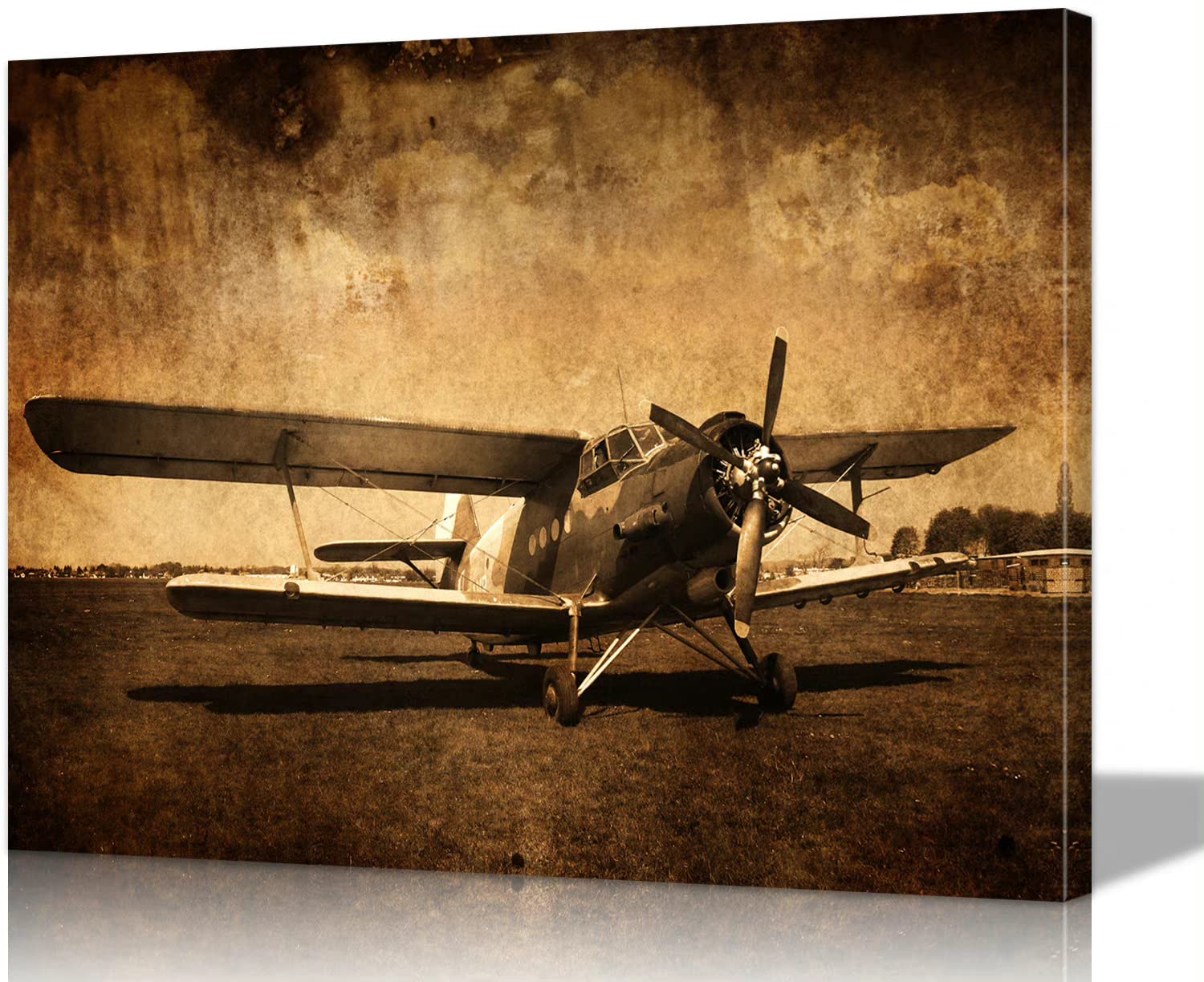 Vintage Aviation Decor - Military Airplane Canvas Wall Art, Fighter Jet Print for Bedroom & Office (24x36 Inches) | Perfect for Home, Office & Man Cave Decor
