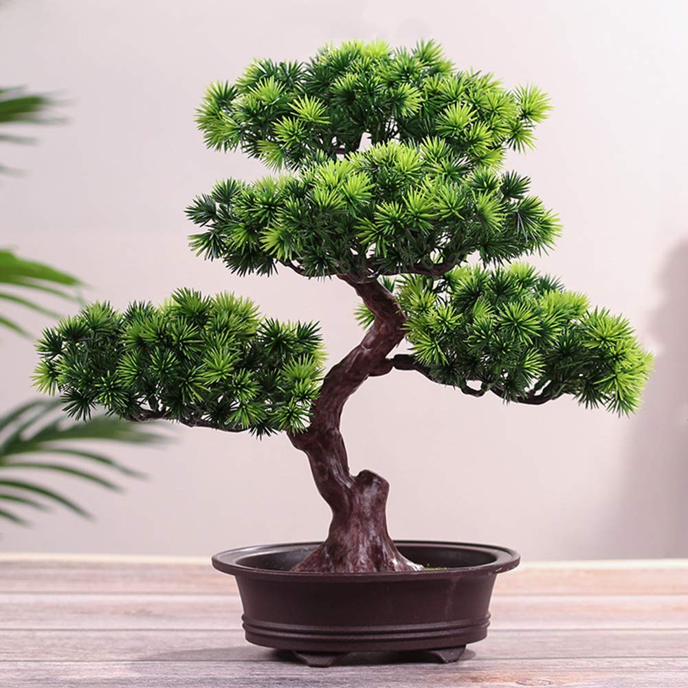 KAUTO Artificial Bonsai Pine Tree - Realistic Fake Potted Plant for Home Office Decor, Mini Simulation Pine Tree in Pot, Creative Desk Ornament for Living Room, Bedroom, and Workspace Decorations - Perfect Gift Idea for Housewarming and Holidays