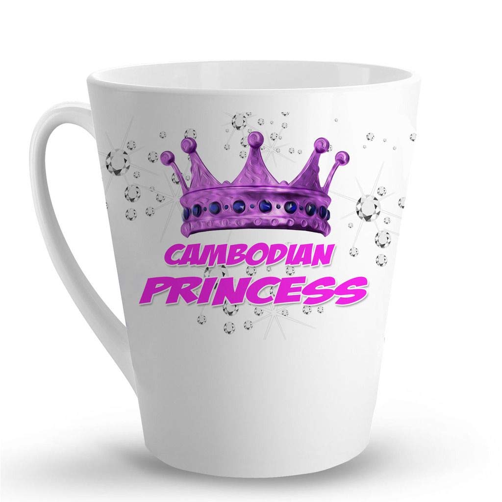 Cambodian Princess Ceramic Coffee Mug - 12 Oz Elegant Latte Cup for Tea & Hot Drinks | Perfect Gift for Women, Home & Office Use