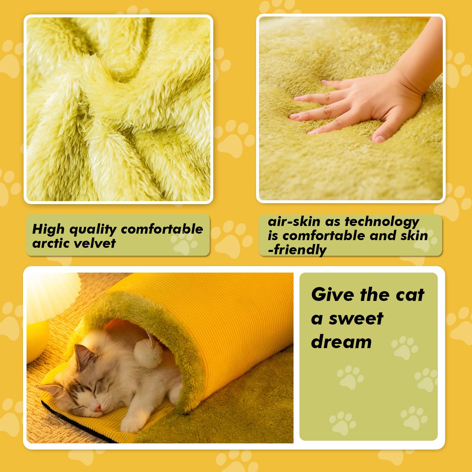 Peekaboo Cat Cave & Tunnel Bed for Indoor Cats - 2-in-1 Blanket & Play Tunnel, All-Season Detachable Pet Bed, 27.55