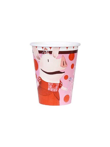 Amscan Dainty Olivia Birthday Party Paper Cups 8 Pack (9 oz) - Disposable Red & Pink Drinkware for Kids Birthday, Baby Shower & Bridal Shower Party Supplies
