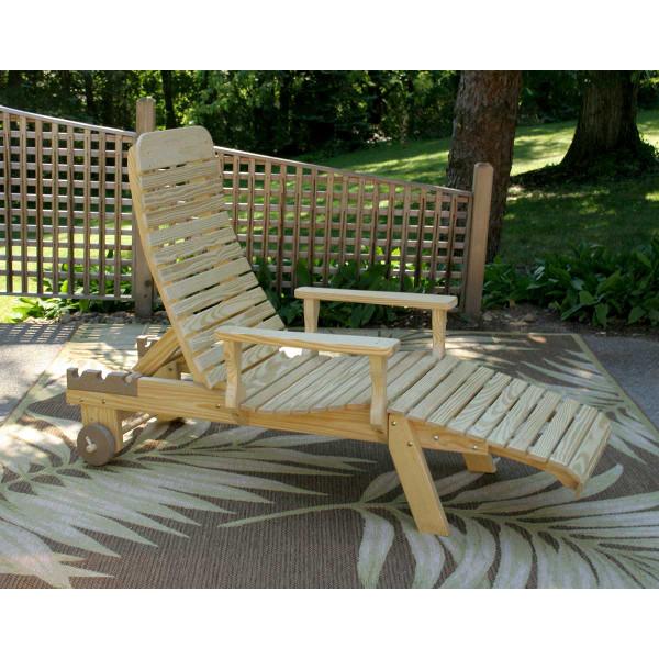 Premium Treated Pine Chaise Lounge with Arms - Outdoor Patio Furniture for Poolside, Garden, and Backyard Relaxation