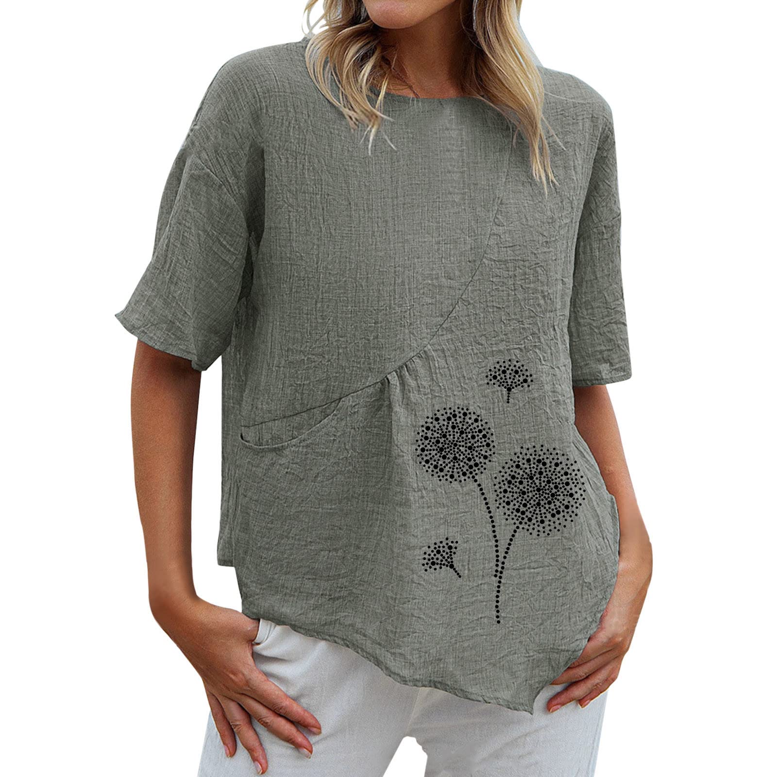 Women's Floral Print Crewneck T-Shirts - Boho Graphic Tees & Loose Fitting Blouses for Casual Wear, Summer Outfits and Everyday Style