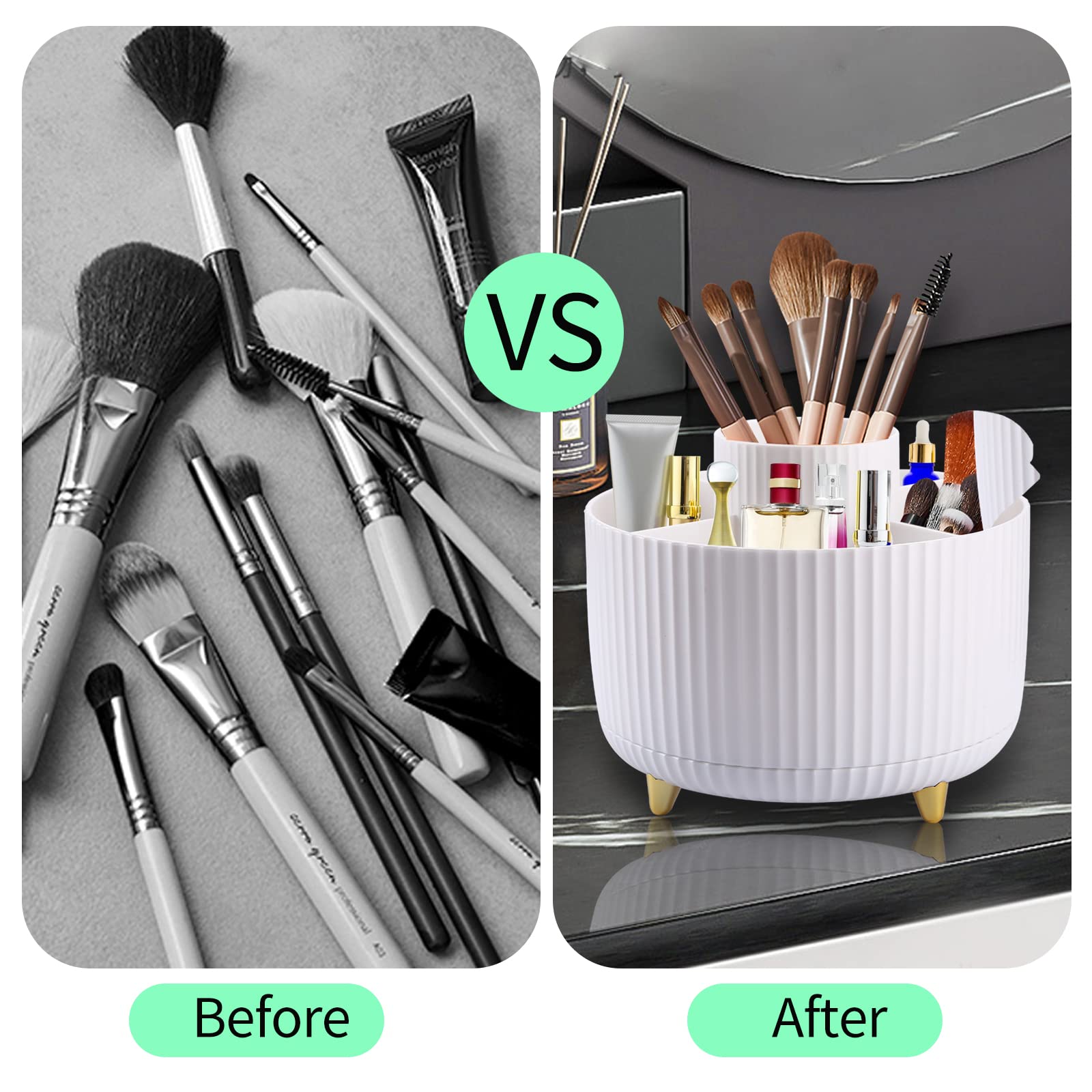 360° Rotating Makeup Organizer - Cosmetic Brush Holder & Jewelry Storage for Dressing Table, Bathroom, Bedroom | Perfect for Lipstick, Perfume, Stationery & Beauty Tools Organization