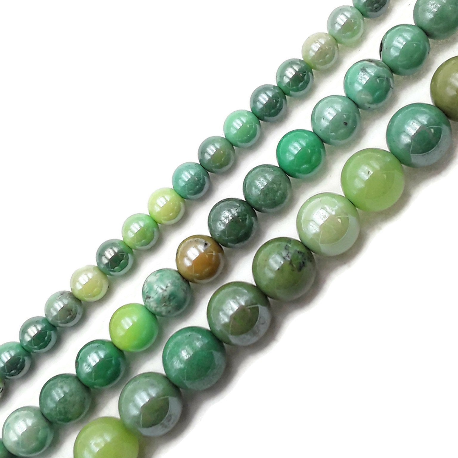 Premium Coated Chrysoprase Smooth Round Beads - 6mm, 8mm, 10mm, 15.5 Inch Strand - Natural Gemstone Beads for Jewelry Making, DIY Crafts, Bracelets & Necklaces - Perfect for Beaders and Craft Enthusiasts