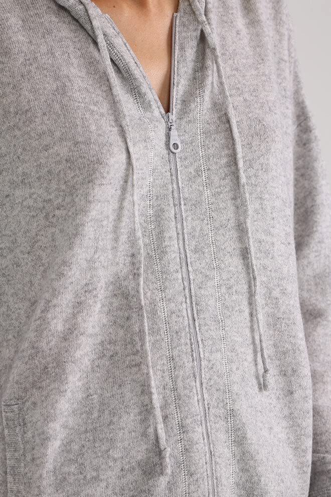 Minnie Rose Women's Oversized Cashmere Zip-Up Hoodie - Cozy Winter Sweatshirt for Casual Wear & Lounge