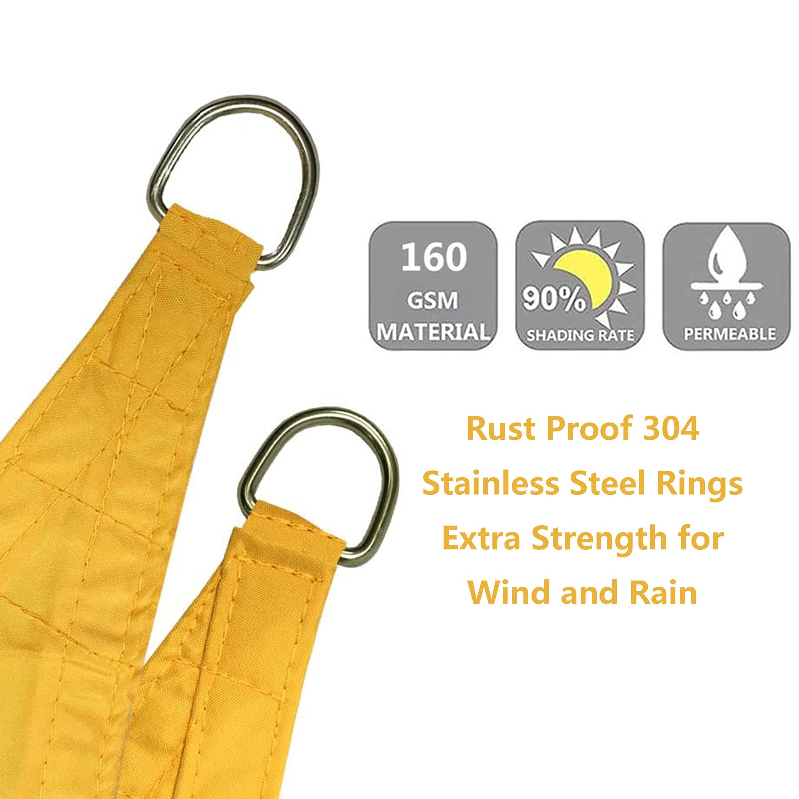 Premium Triangle Shade Sail 10.8'x10.8'x10.8' - UV Blocking Sun Canopy for Outdoor Patio, Garden & Backyard - Perfect for Picnics, Poolside Lounging and Summer Activities