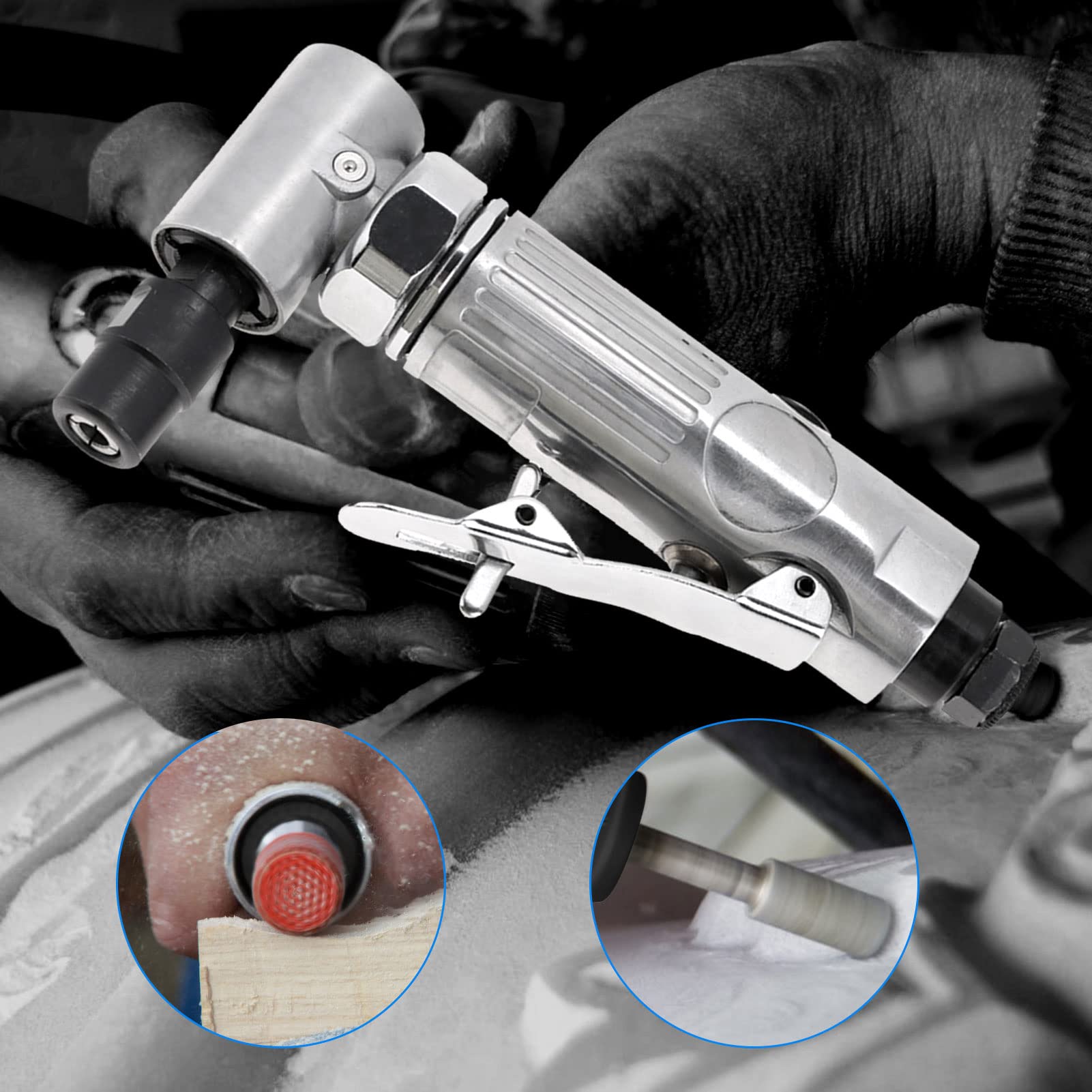 90° Right Angle Air Die Grinder Tool - Industrial Pneumatic Grinding Machine for Metal & Wood (3-6mm) - Perfect for Automotive Repair, Metalworking & DIY Projects