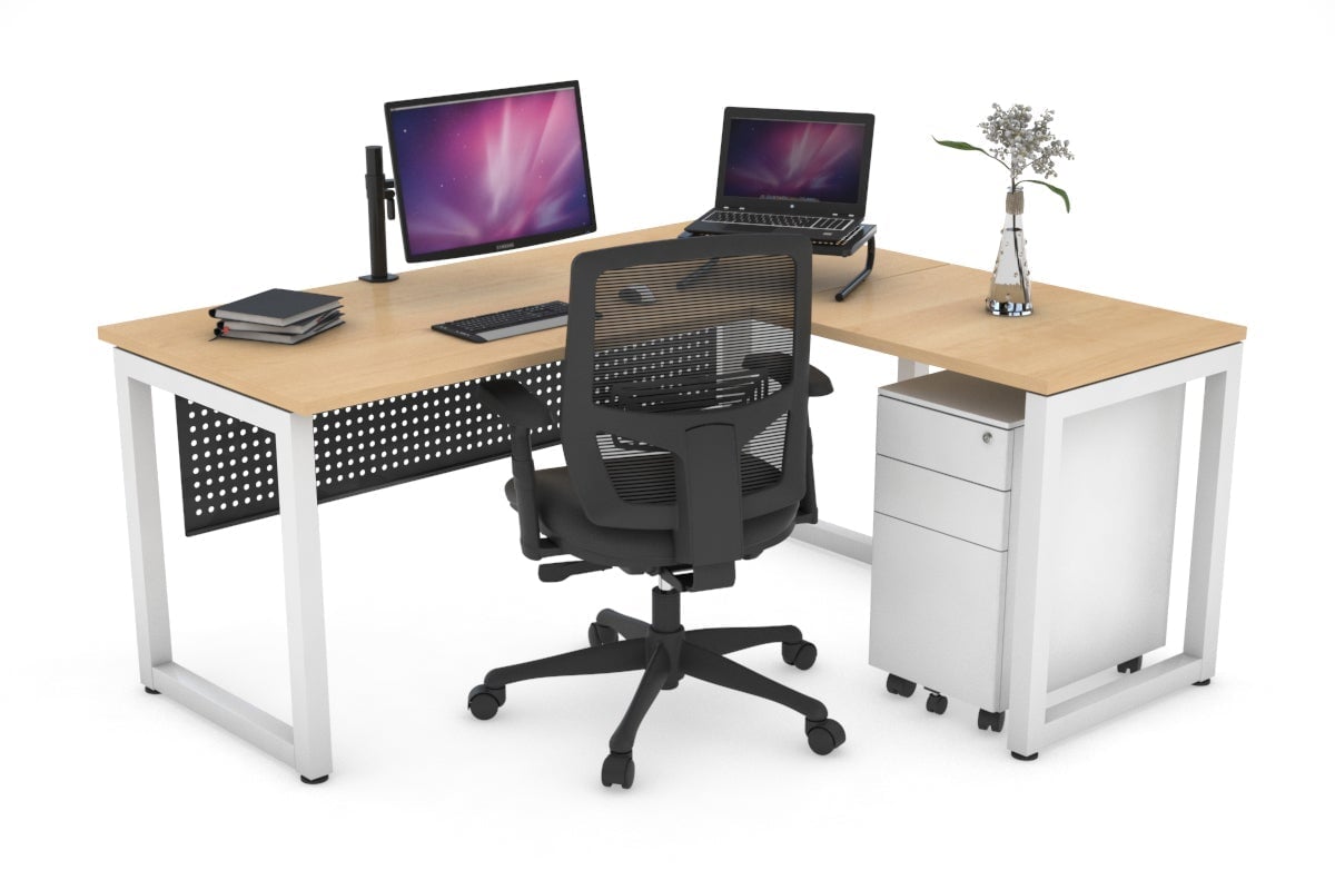 L-Shaped Corner Office Desk with Quadro Loop Legs - 1400L x 1450W - Perfect for Home Office, Gaming Setup & Workspace Organization