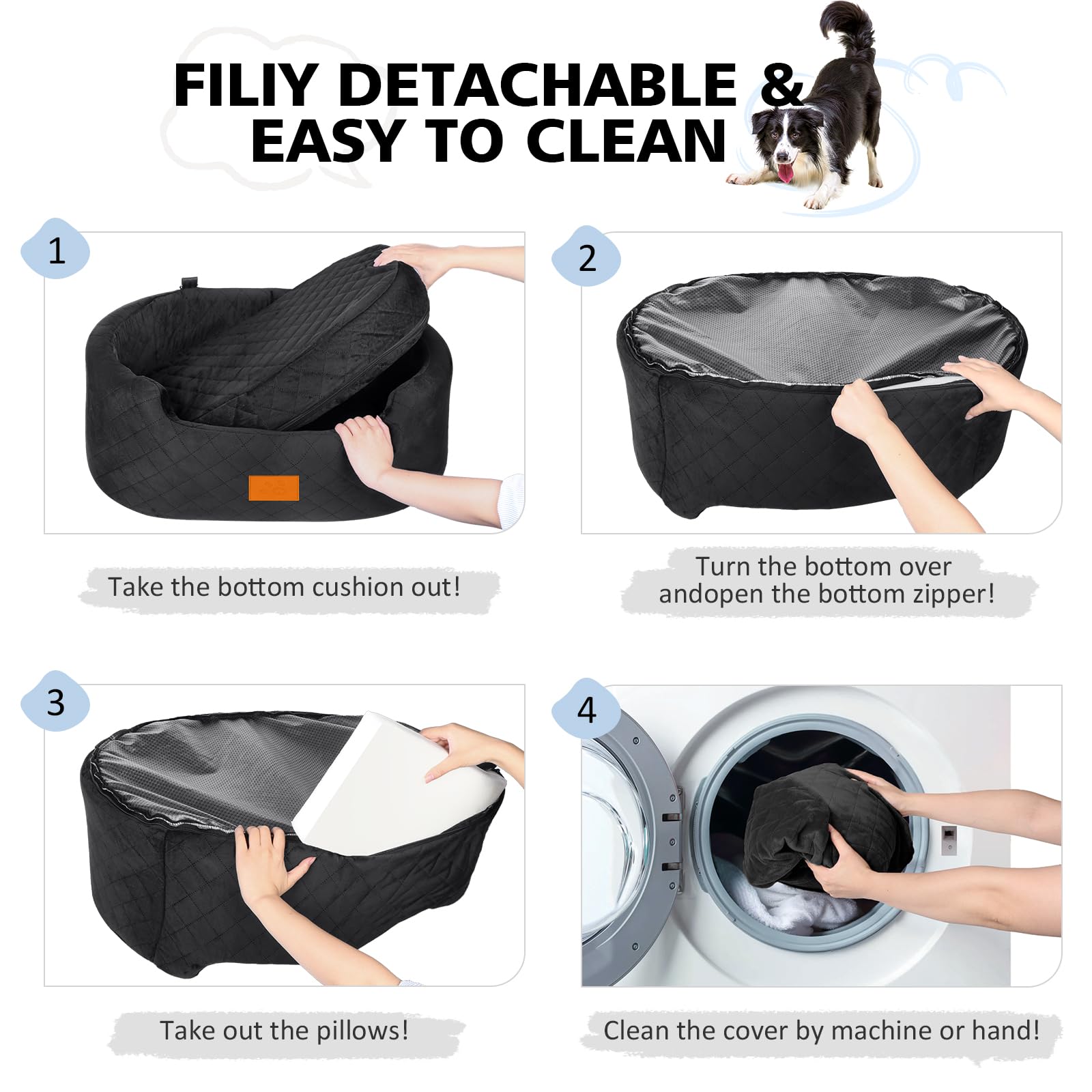Premium Dog Car Seat for Medium Dogs Up to 50 lbs - Safe Pet Booster Seat for Cars, SUVs & Trucks - Travel Dog Bed with Safety Strap, Thick Cushion & Non-Slip Base - Washable, Portable & Comfortable (Black) - Perfect for Road Trips, Vet Visits & Daily Commutes
