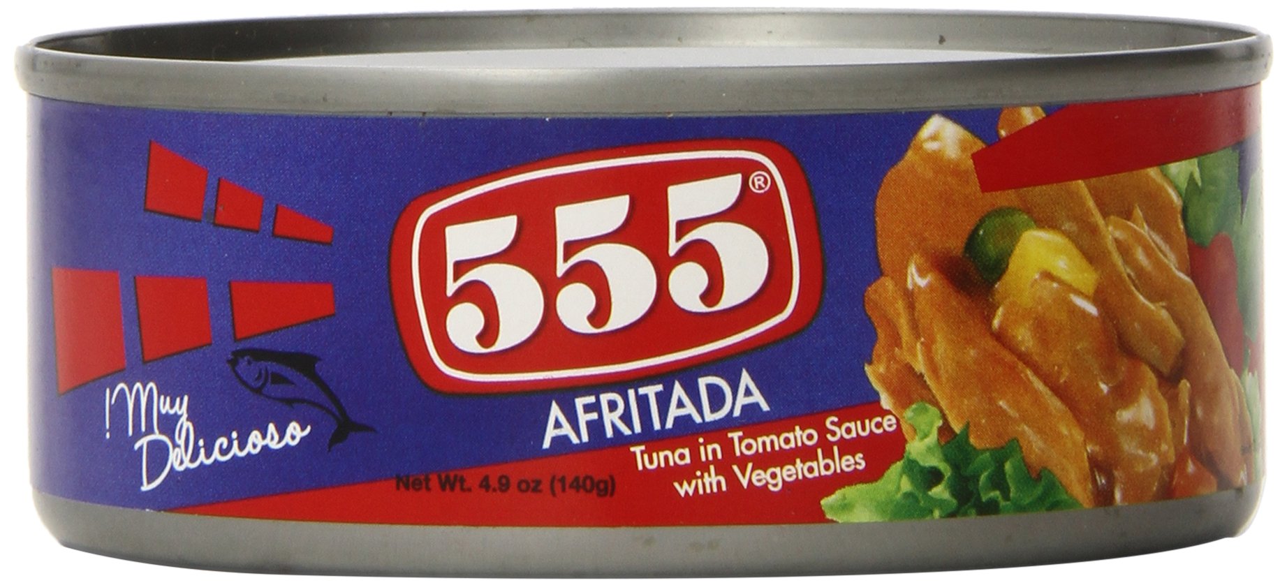 555 Tuna Flakes in Afritada Sauce - 4.9oz Canned Tuna for Filipino Recipes, Quick Meals & Emergency Food Storage