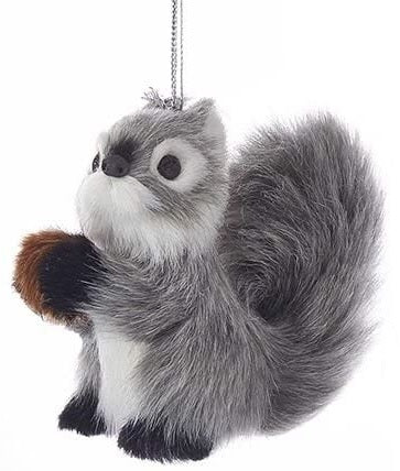 3 Pack Furry Gray Animal Ornaments - Cute Home Decor for Christmas Tree, Shelf Display & Gift Giving
