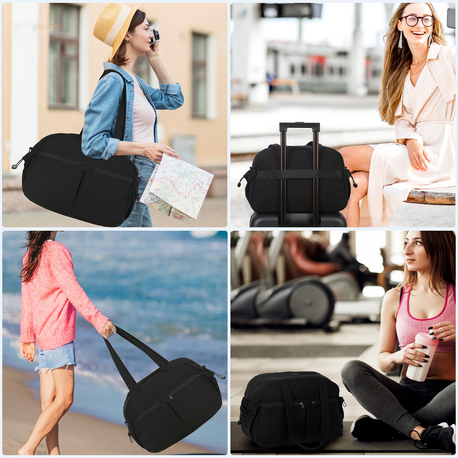 Stylish Weekender Bag for Women - Lightweight Carry On Tote & Small Travel Duffle Bag - Perfect as Overnight Bag, Yoga Bag or Gym Bag - Ideal for Weekend Getaways, Workouts & Travel