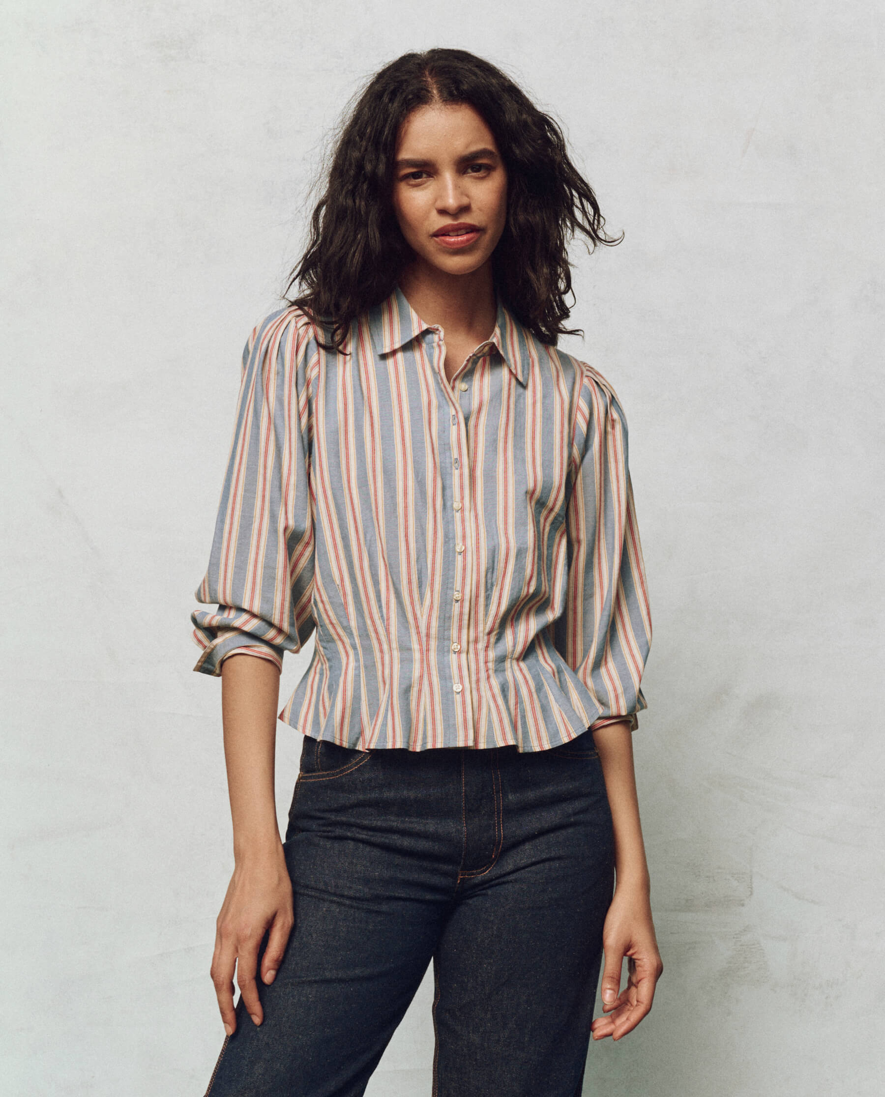Honor Top Blue Frontier Stripe Women's Casual Shirt - Perfect for Office Wear, Weekend Outings & Summer Vacations