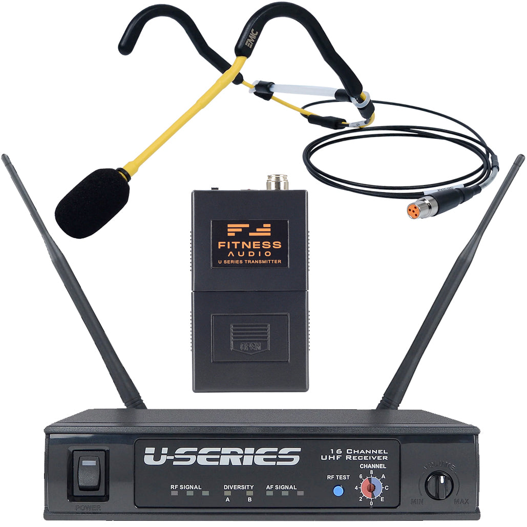 Fitness Audio U Series System with E-Mic Headset Microphone - Wireless Workout Headphones for Gym, Running & Home Exercise