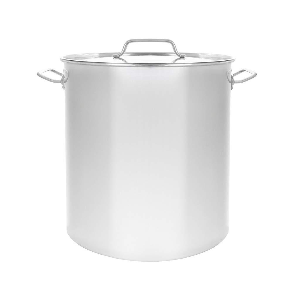 50QT Stainless Steel Stock Pot with Lid - Large Brewing Kettle for Home & Commercial Use - 16.5