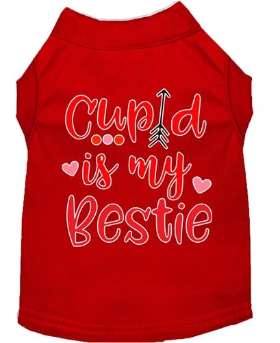 Cupid is My Bestie Screen Print Dog T-Shirt - Multiple Colors for Valentine's Day, Pet Costume Party & Dog Lover Gifts
