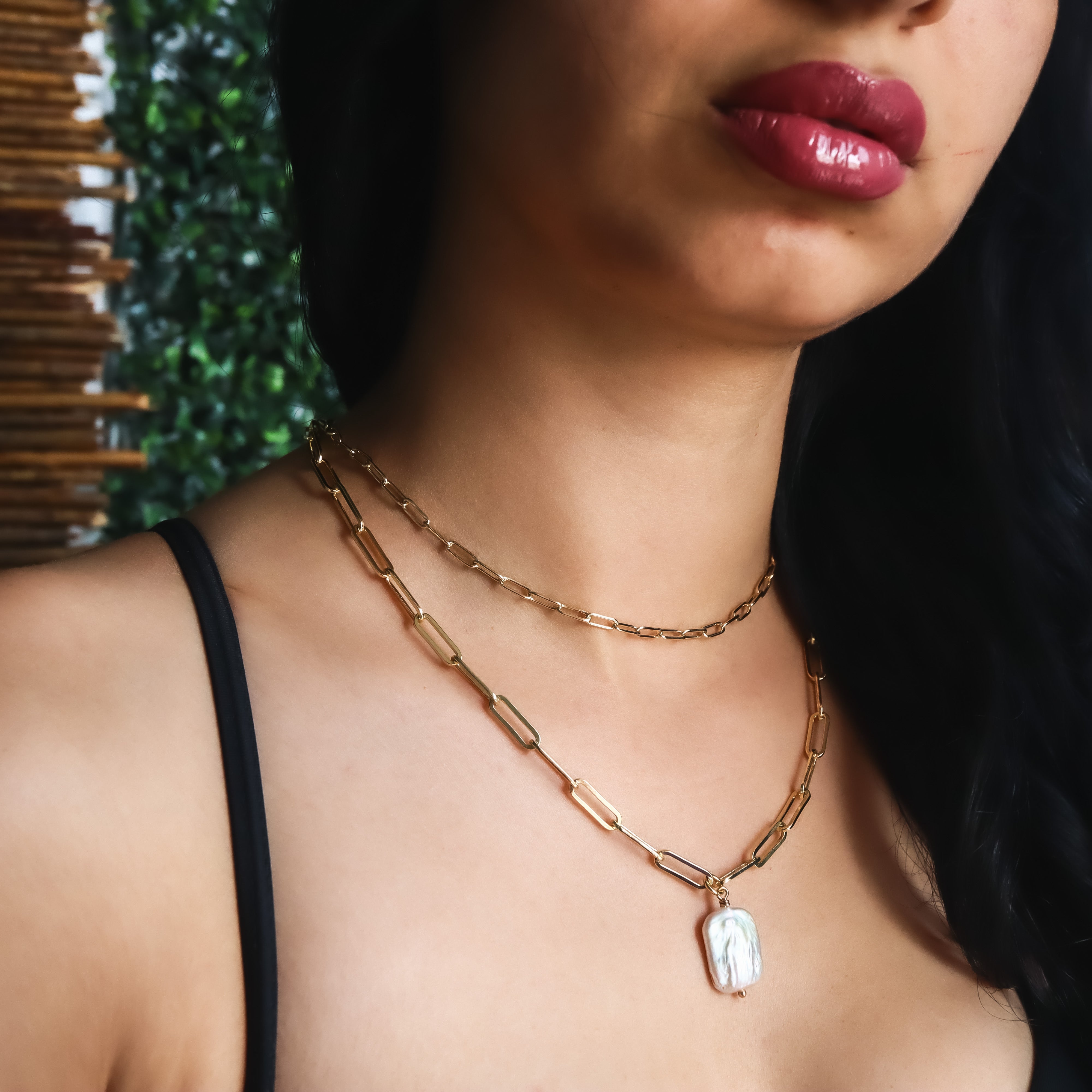 18K Gold Plated Paperclip Freshwater Pearl Pendant Necklace for Women - Elegant Layering Jewelry Gift for Birthday, Anniversary & Everyday Wear