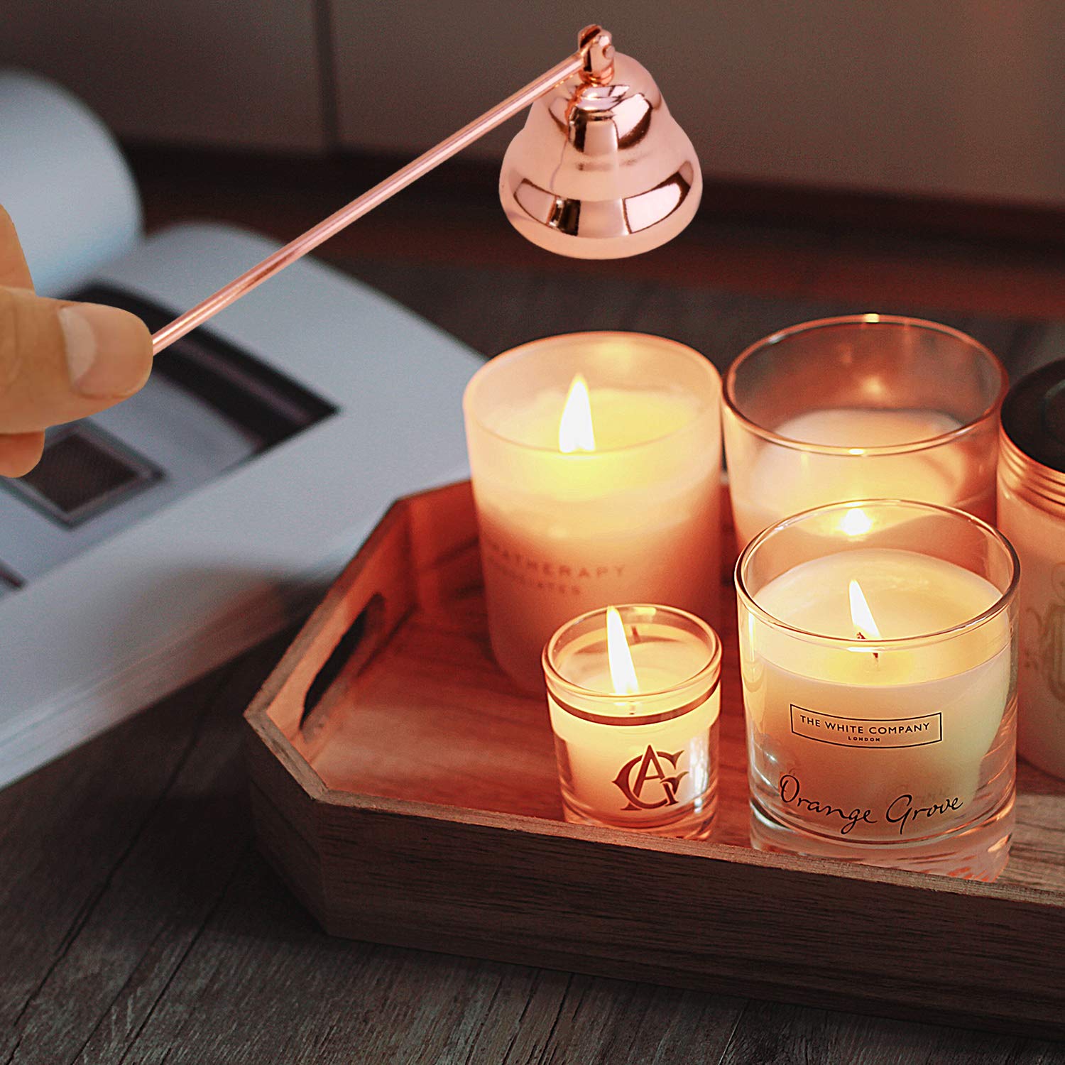 Rose Gold Metal Candle Snuffer with Long Handle - Perfect for Aromatherapy & Jar Candles