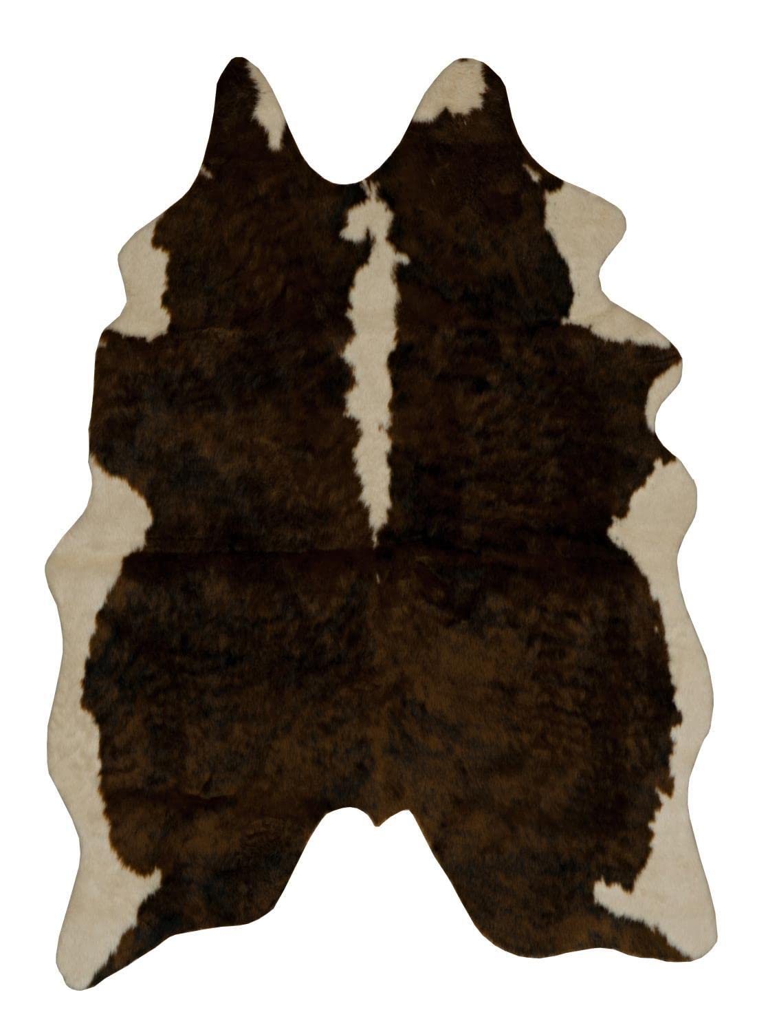 Linon Transitional Faux Cow Hide Area Rugs - Brown Distressed Leather Look Rug - 5'x8' Soft Non-Slip Living Room Carpet for Farmhouse, Modern & Boho Decor