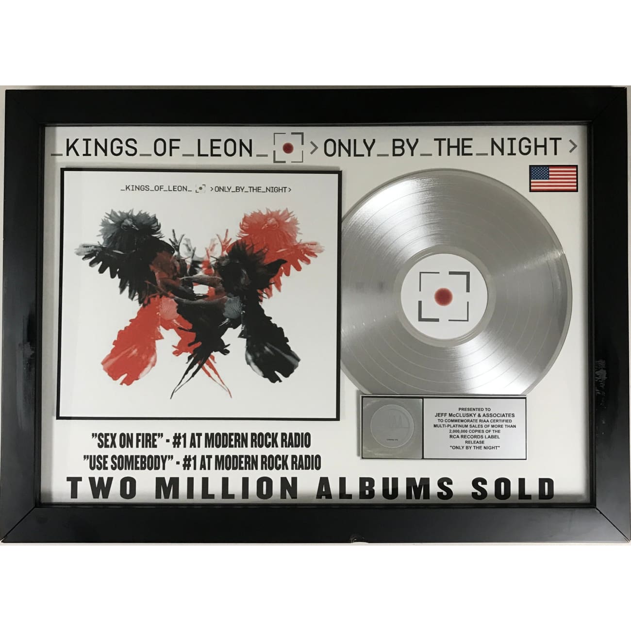 Kings of Leon Only By The Night Album - RIAA Certified 2x Multi Platinum Award - Perfect for Music Collectors & Vinyl Enthusiasts