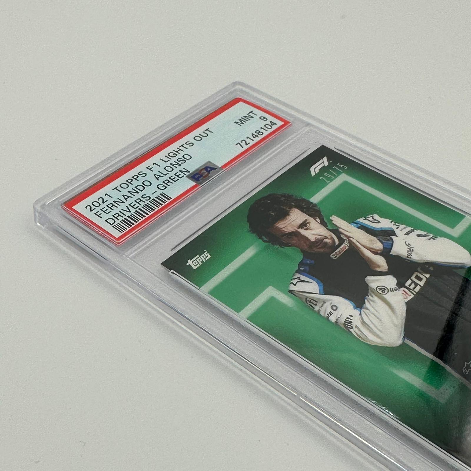 PSA 9 Fernando Alonso 29/75 Green Parallel Drivers Card - Perfect for Collectors, Racing Fans & Memorabilia Displays