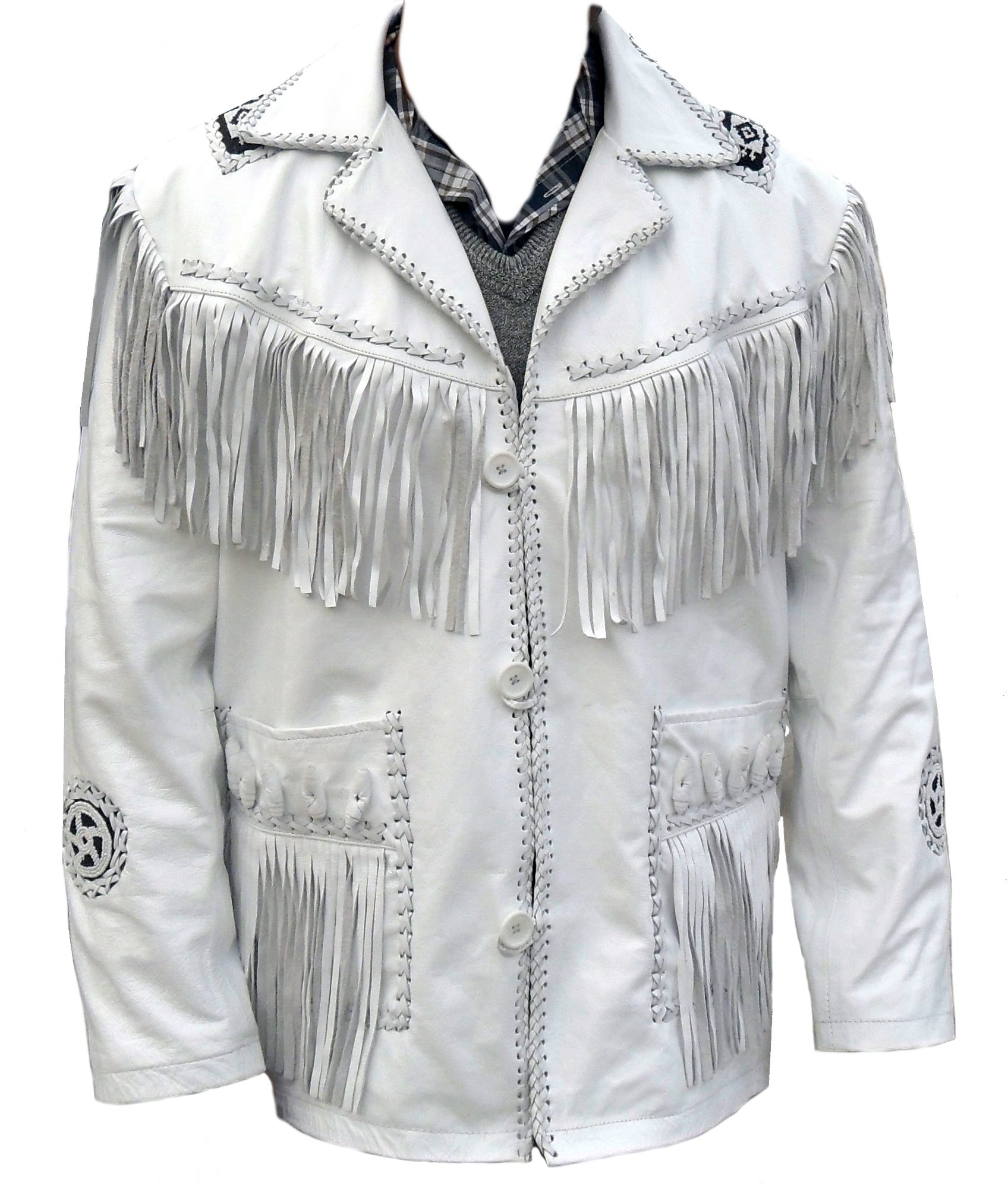 Classyak Genuine Leather Western Cowboy Jacket with Fringe & Bead Details - Sizes XS to 5XL for Men & Women | Perfect for Rodeo, Country Music Festivals & Western Style Fashion