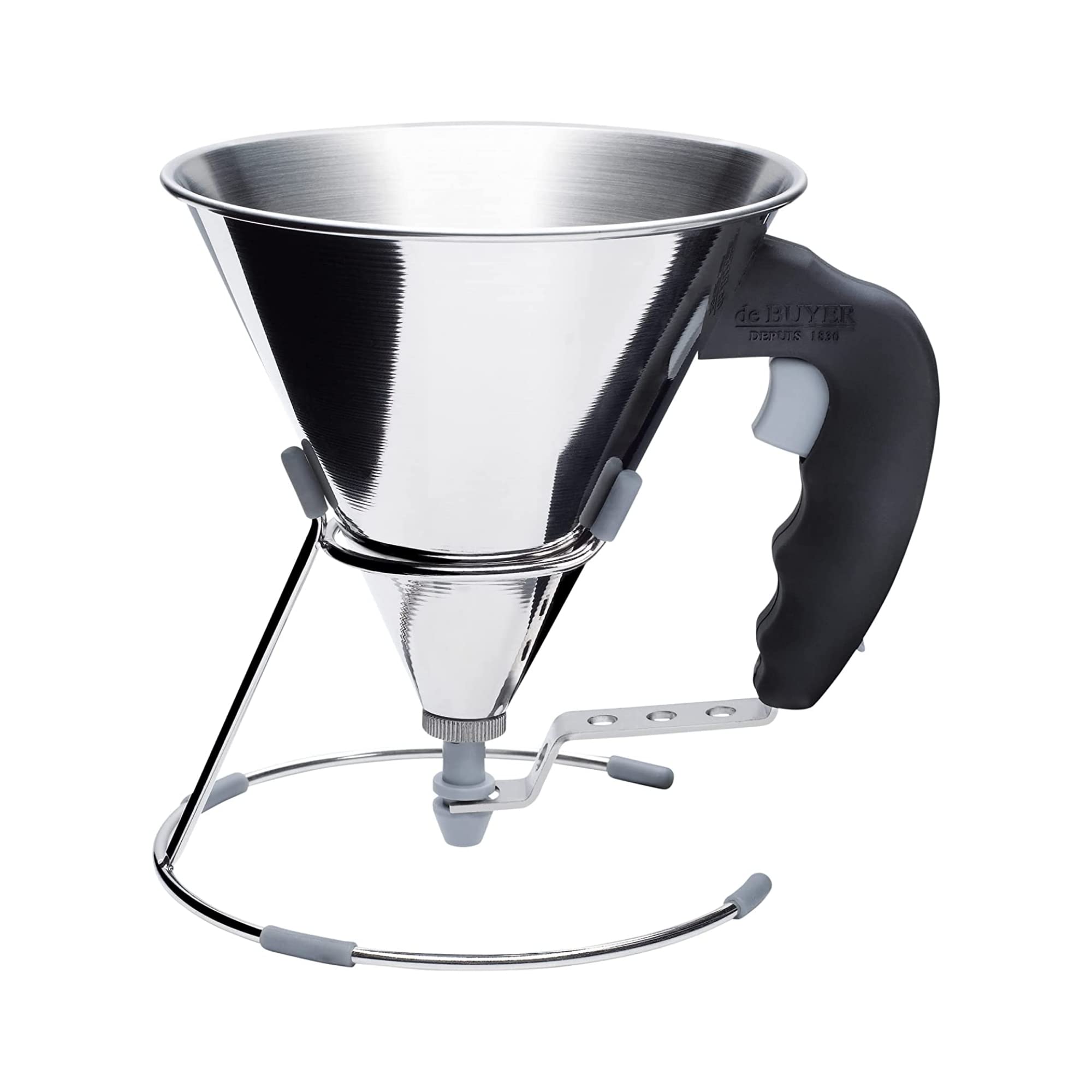 de Buyer KWIK Mini Piston Funnel - 0.8 qt Stainless Steel Kitchen Funnel for Batter, Syrup, Sauces & Oils - Leak-Proof Design - Dishwasher Safe - Made in France - Perfect for Baking, Pancake Batter & Salad Dressings