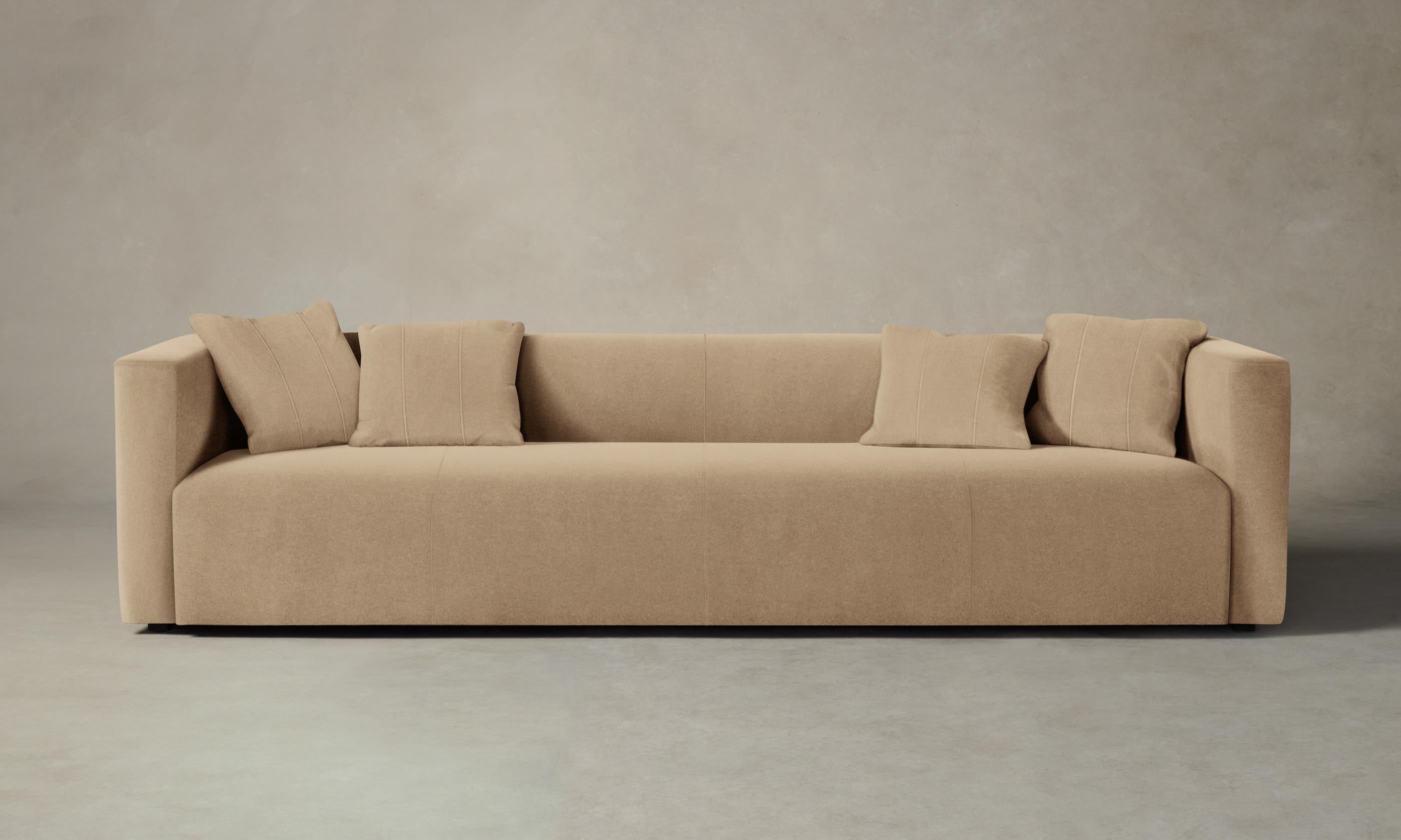 Premium Mohair Almond Breuer Sofa - Mid-Century Modern Design for Living Room & Lounge Comfort