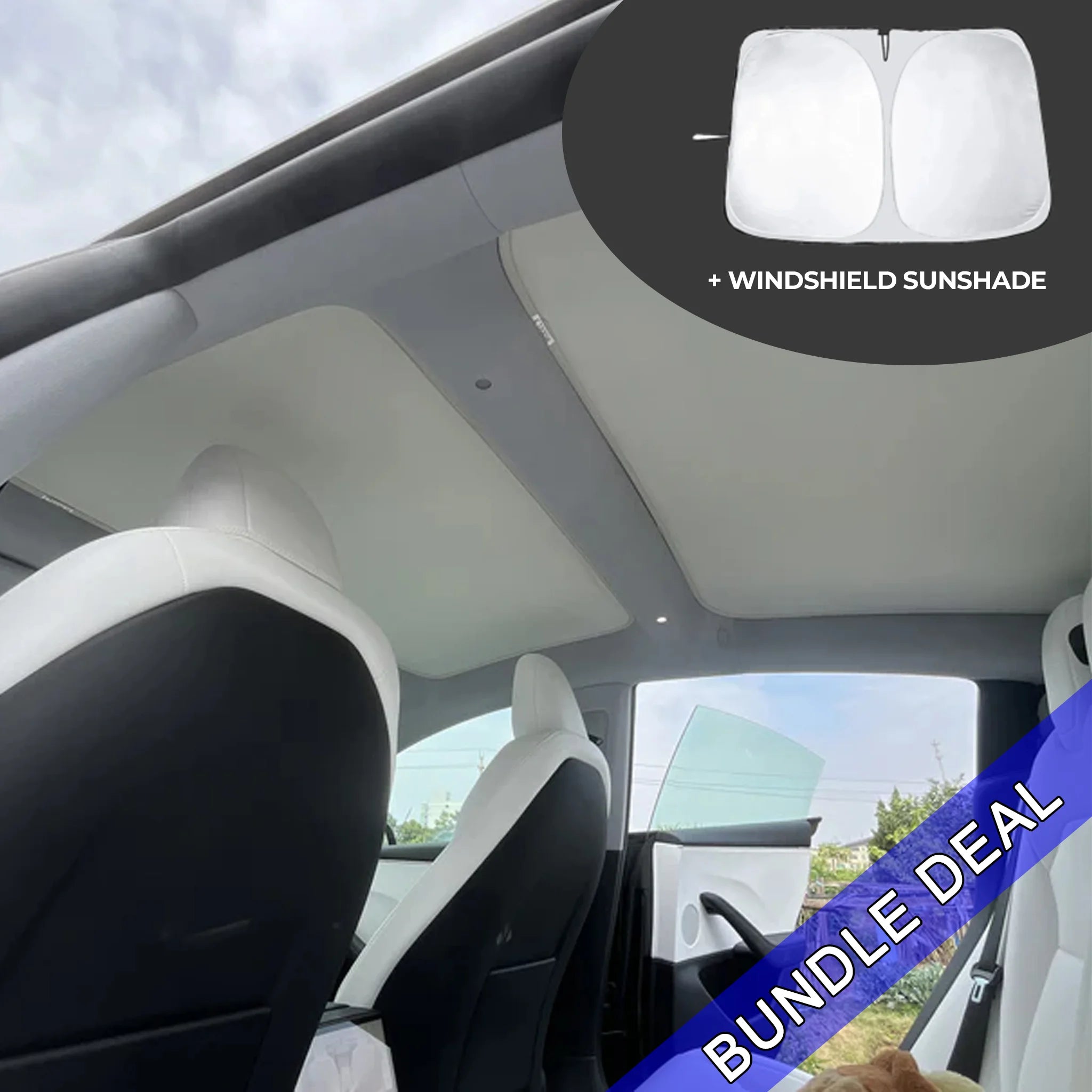 Tesla Model 3 Highland 2024 Sunshade Set - Roof & Windshield Sunshades for UV Protection | Perfect for Summer Driving & Parking in Direct Sunlight