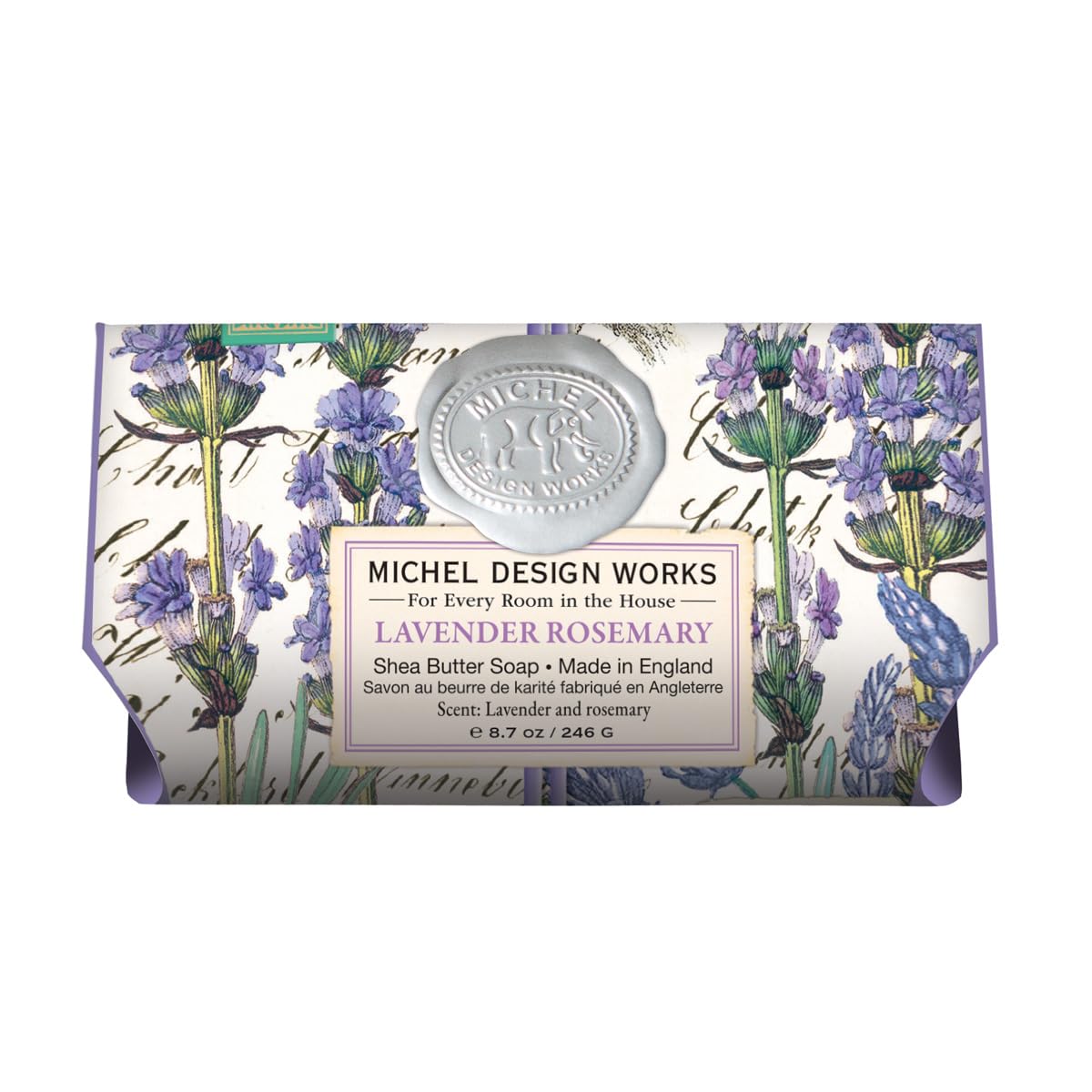 Michel Design Works Large Bath Soap Bar - Lavender & Rosemary Scented, Handmade Luxury Soap for Relaxation & Aromatherapy | Perfect for Spa Day, Gift Sets & Self-Care Rituals