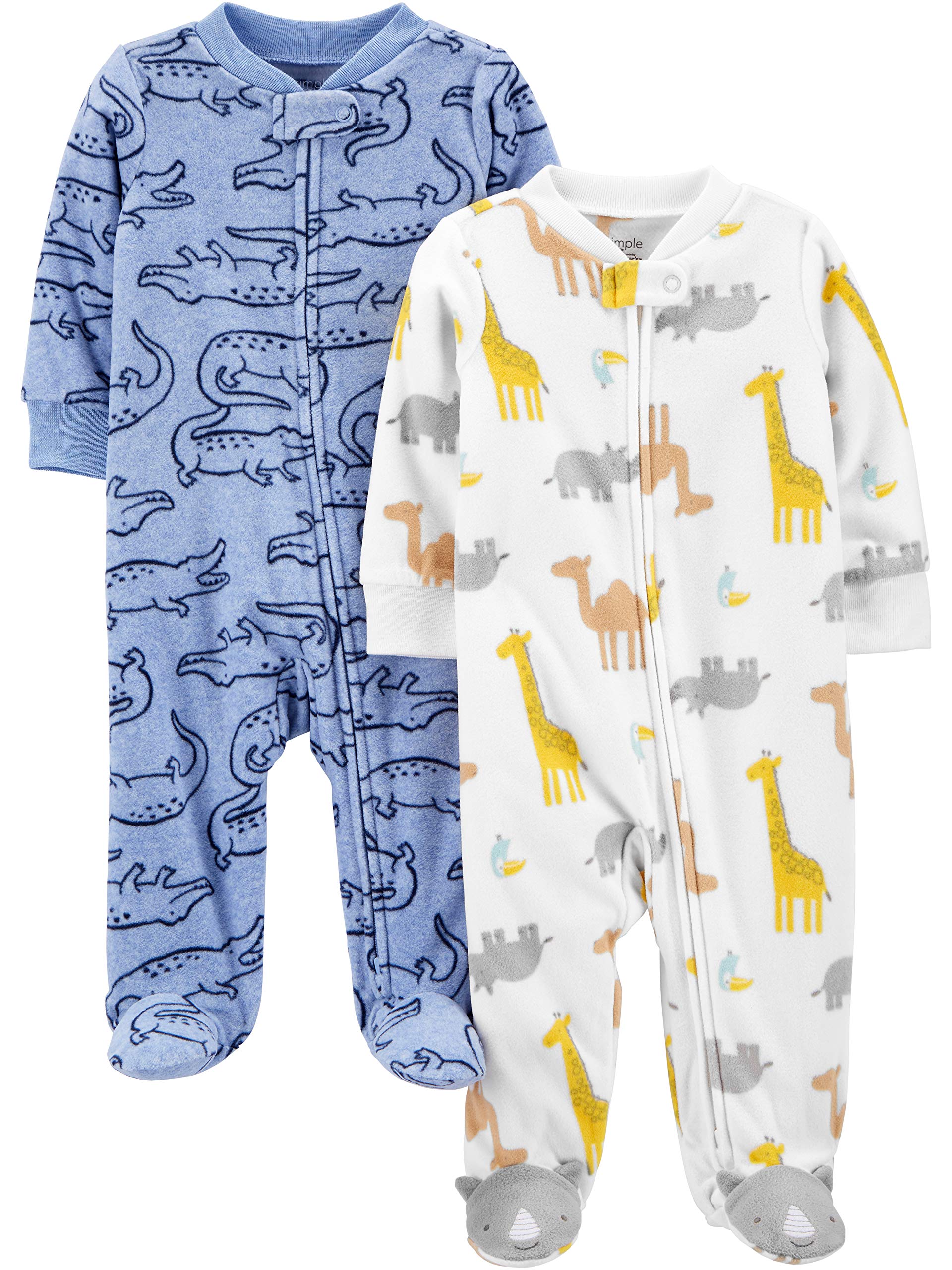 Carter's Baby Boys' Fleece Footed Sleep and Play Pajamas - 2 Pack | Soft & Warm Winter Sleepwear for Infants & Toddlers | Perfect for Bedtime & Cold Weather Comfort