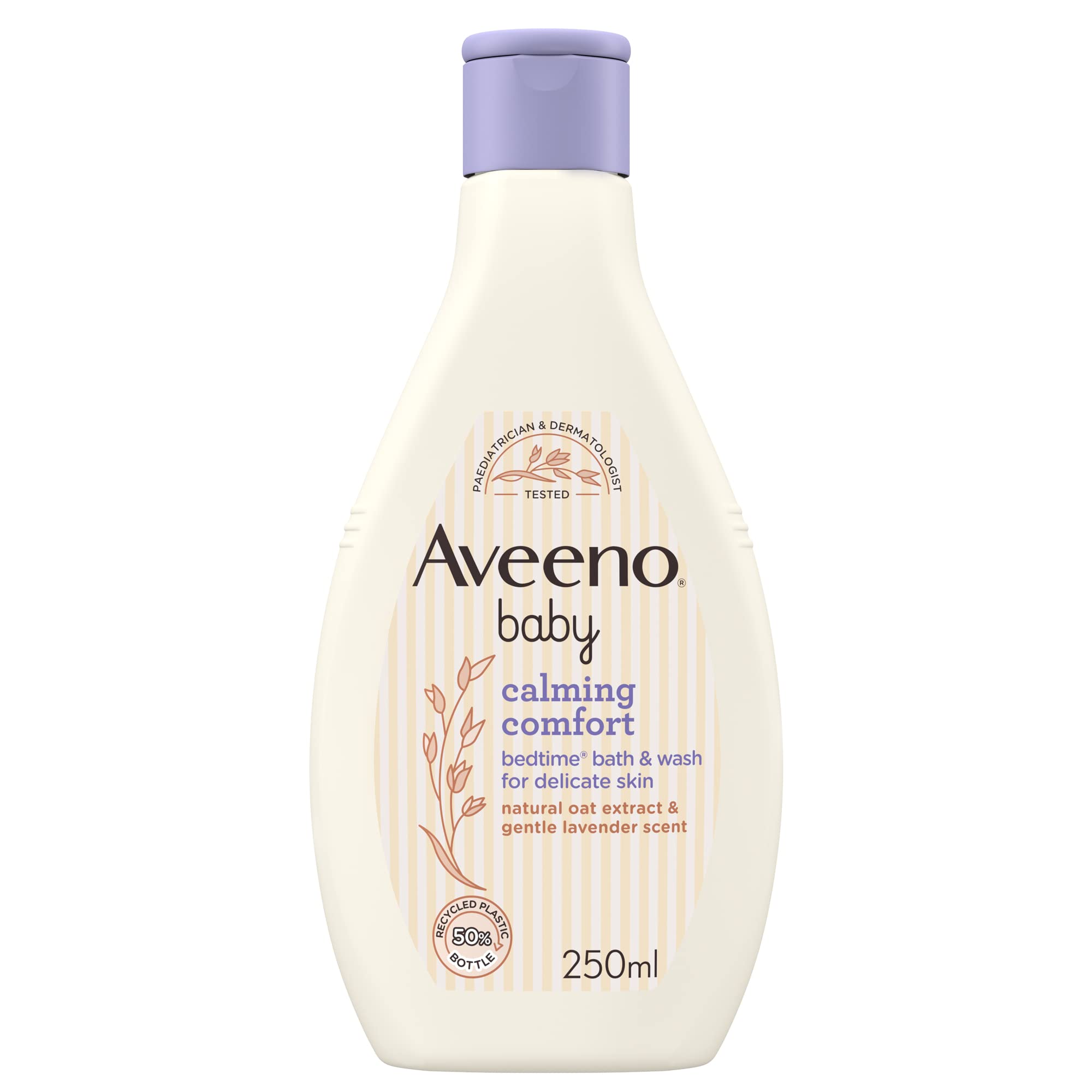 Aveeno Baby Calming Comfort Bedtime Bath & Wash - 8.5 fl oz (250ml) | Gentle Baby Body Wash & Shampoo | Soothing Lavender & Vanilla Scent | Hypoallergenic & Tear-Free | Perfect for Nighttime Bath Routine & Relaxing Baby Before Sleep